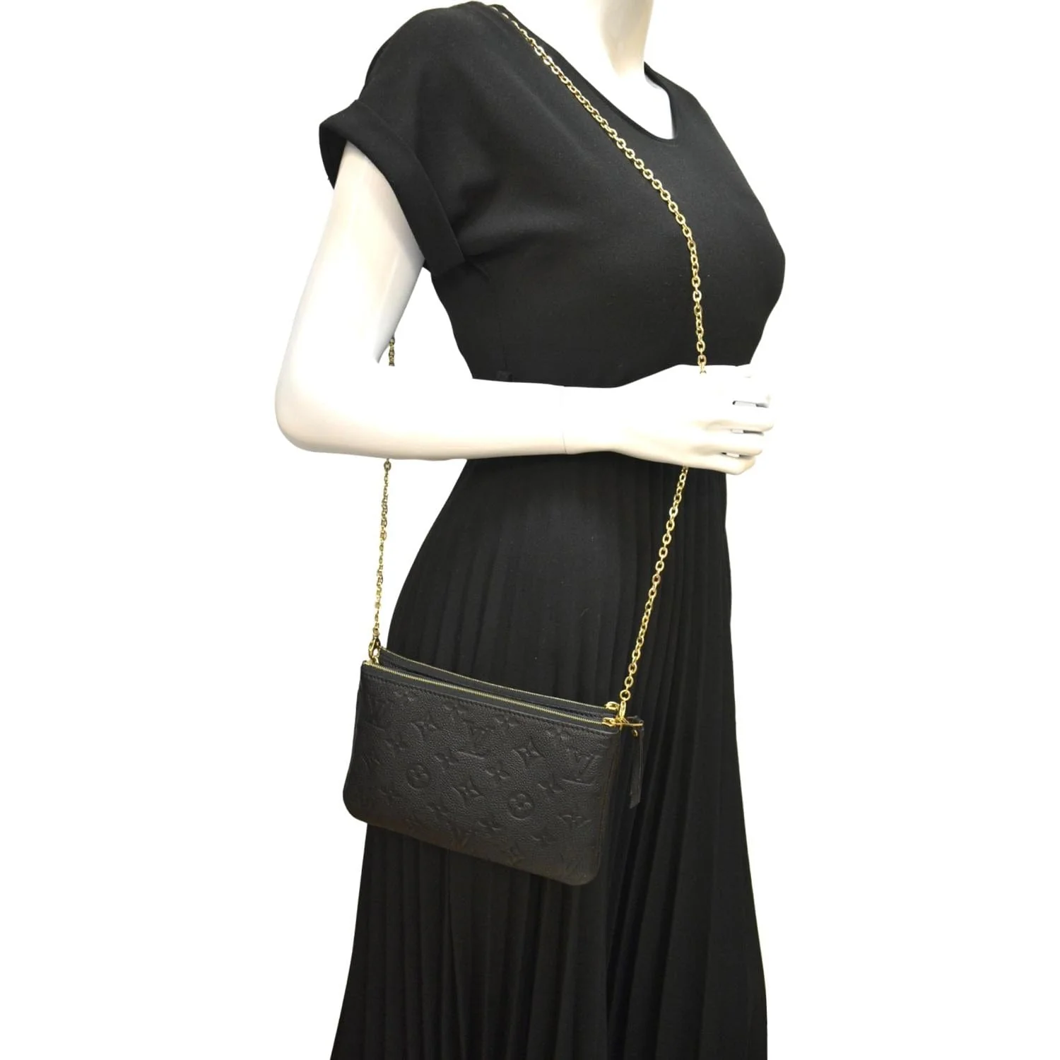 LOUIS VUITTON Double Zip Pochette Monogram Empreinte Crossbody Bag Black - Image 2