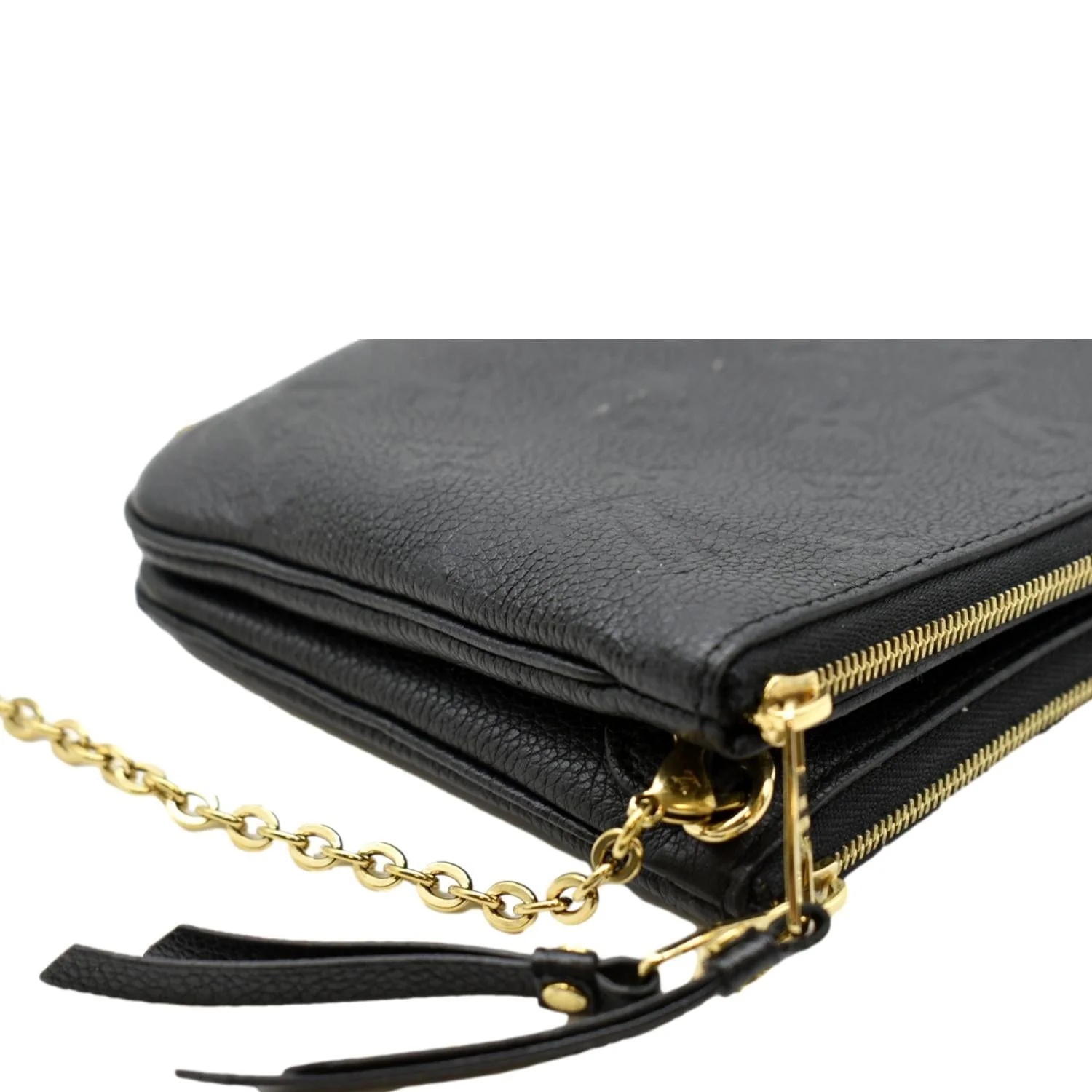 LOUIS VUITTON Double Zip Pochette Monogram Empreinte Crossbody Bag Black - Image 14