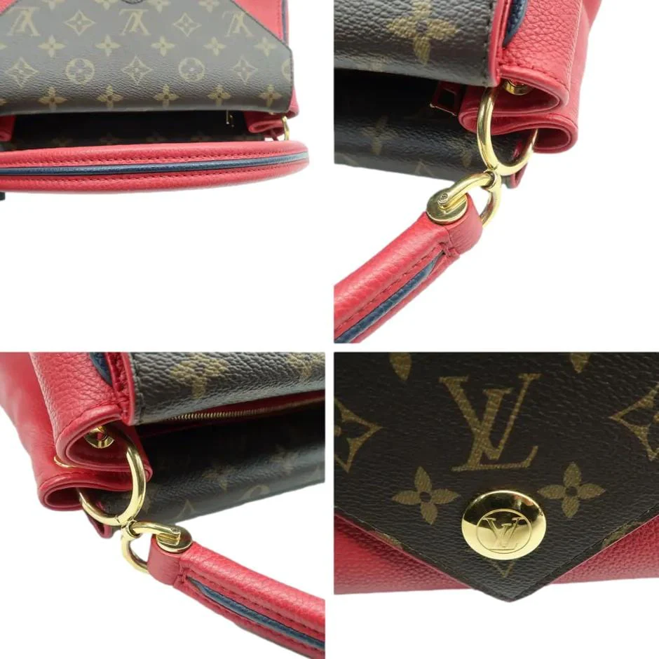 LOUIS VUITTON Double V Monogram Leather Shoulder Bag Cerise - Image 6