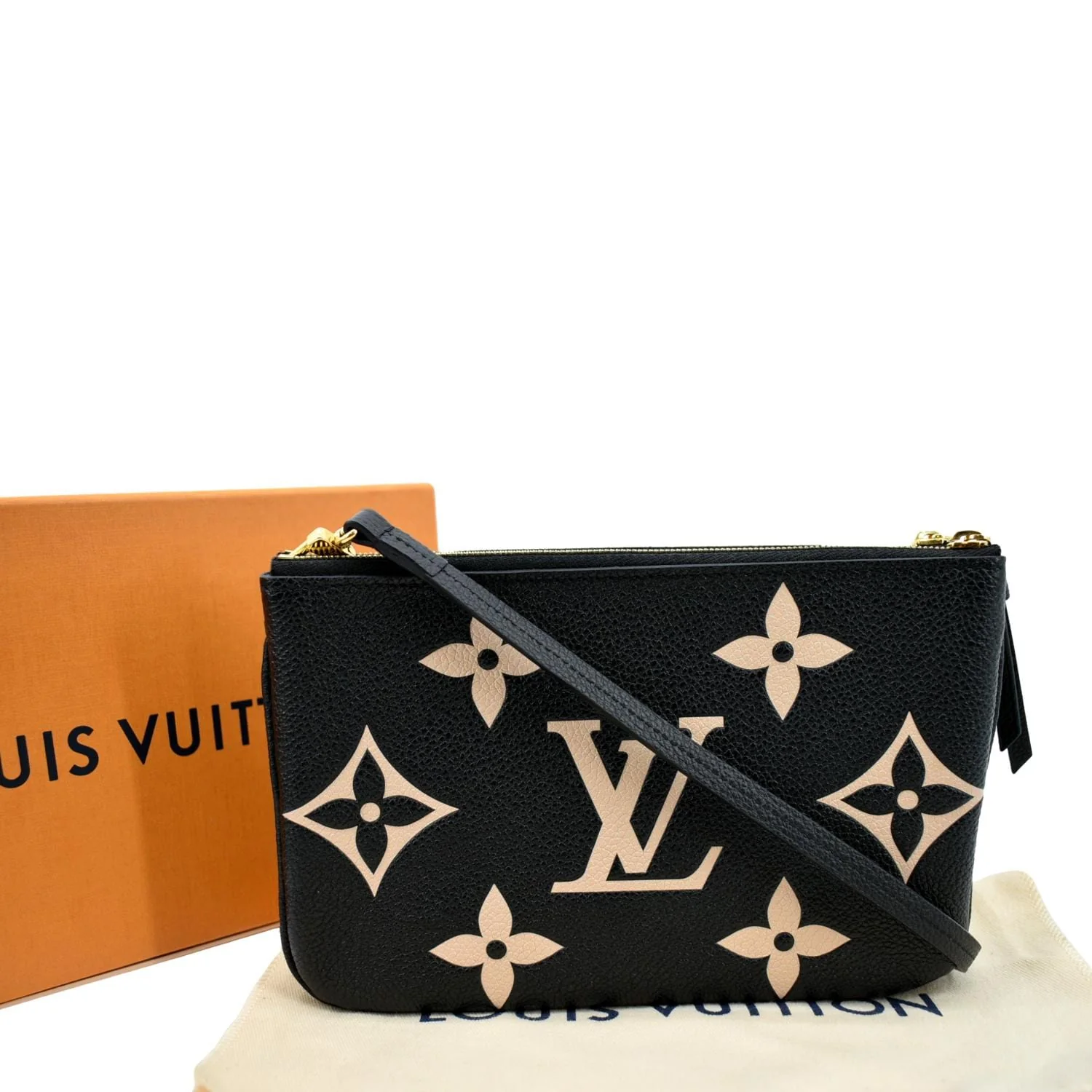 LOUIS VUITTON Double Zip Pochette Monogram Empreinte Crossbody Bag Bicolor - Image 3