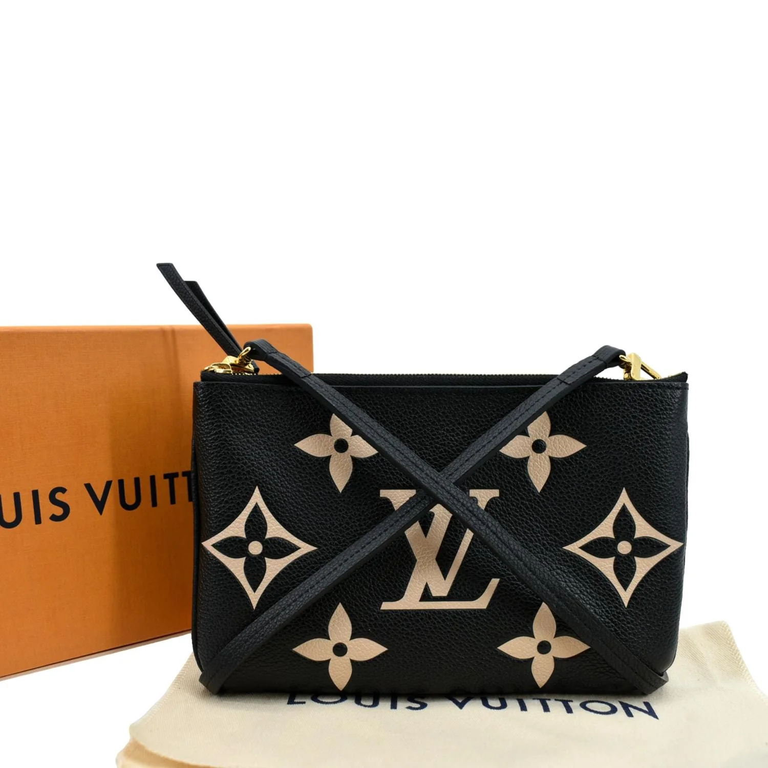 LOUIS VUITTON Double Zip Pochette Monogram Empreinte Crossbody Bag Bicolor - Image 4