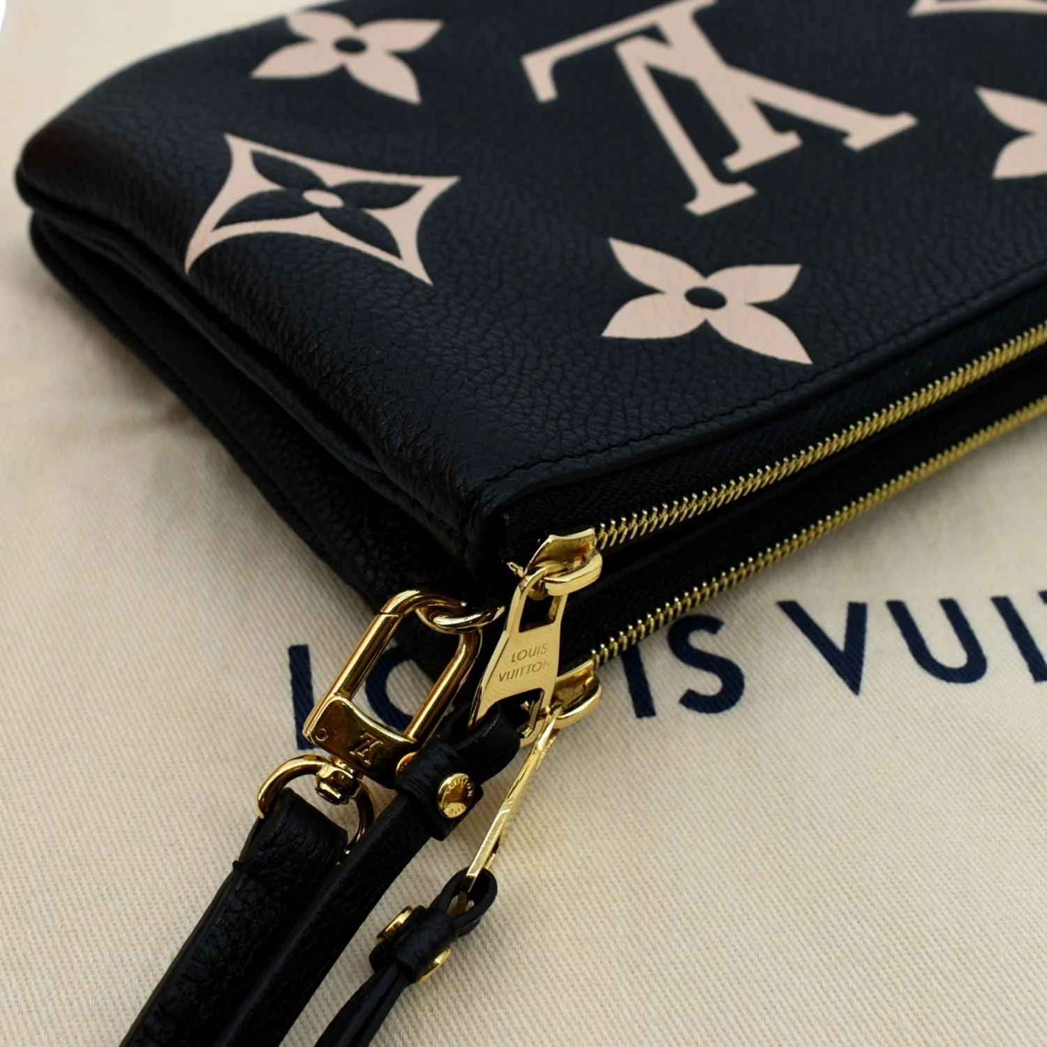 LOUIS VUITTON Double Zip Pochette Monogram Empreinte Crossbody Bag Bicolor - Image 7