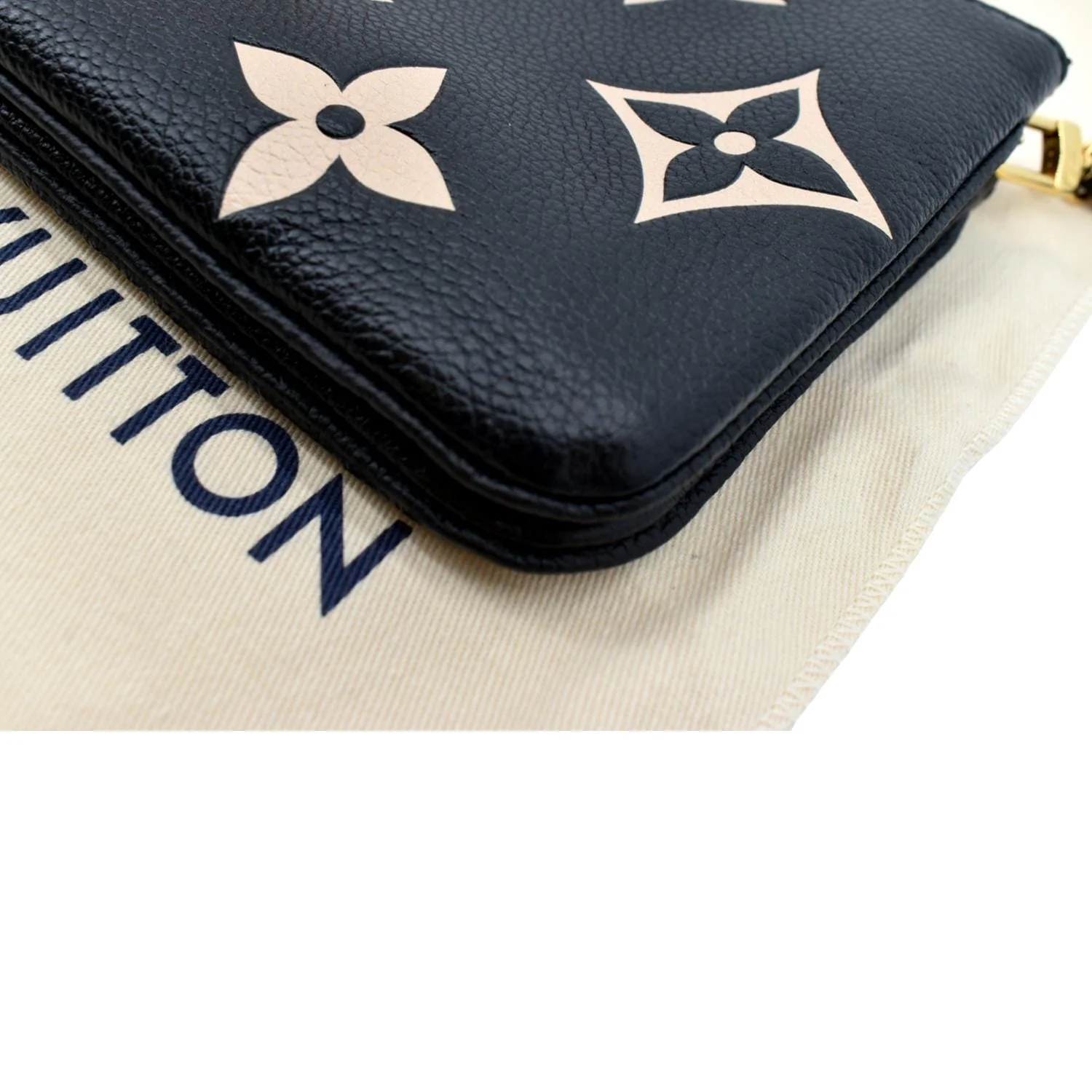 LOUIS VUITTON Double Zip Pochette Monogram Empreinte Crossbody Bag Bicolor - Image 9