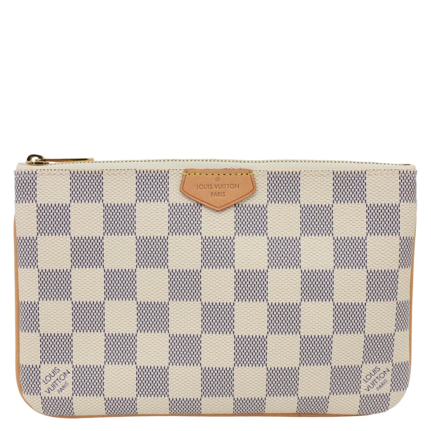 LOUIS VUITTON Double Zip Pochette Damier Azur Crossbody Bag Rose Ballerine - Image 4