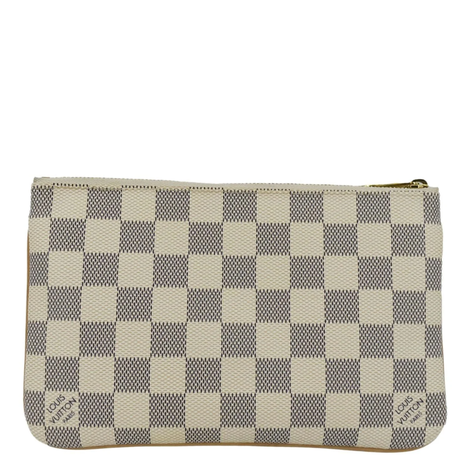 LOUIS VUITTON Double Zip Pochette Damier Azur Crossbody Bag White - Image 3
