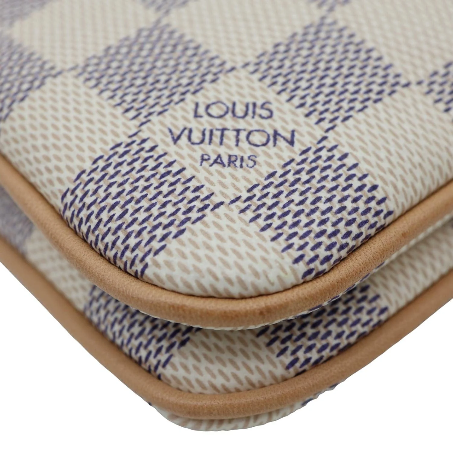 LOUIS VUITTON Double Zip Pochette Damier Azur Crossbody Bag Rose Ballerine - Image 10