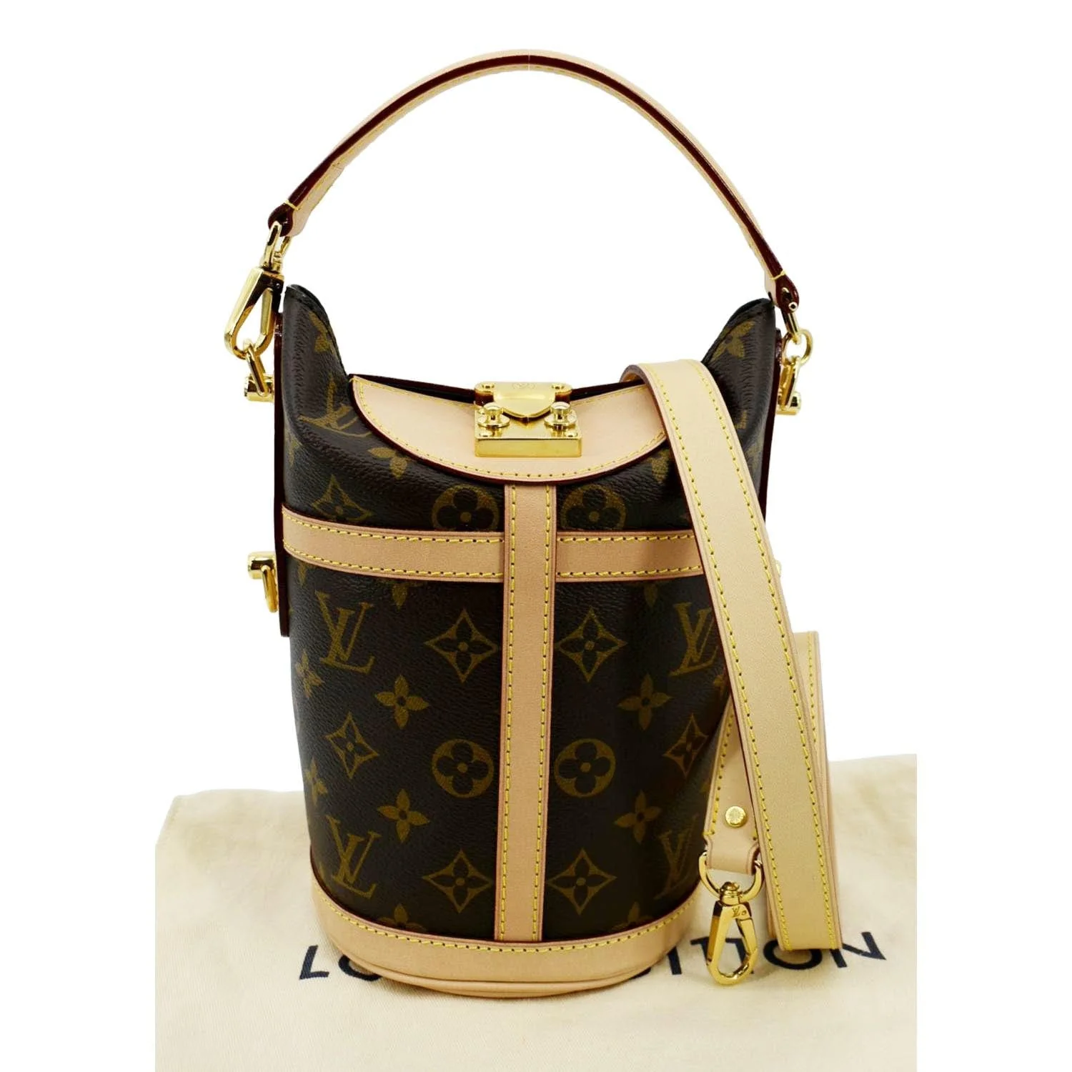 LOUIS VUITTON Monogram Canvas Duffle Shoulder Bag Brown - Image 3