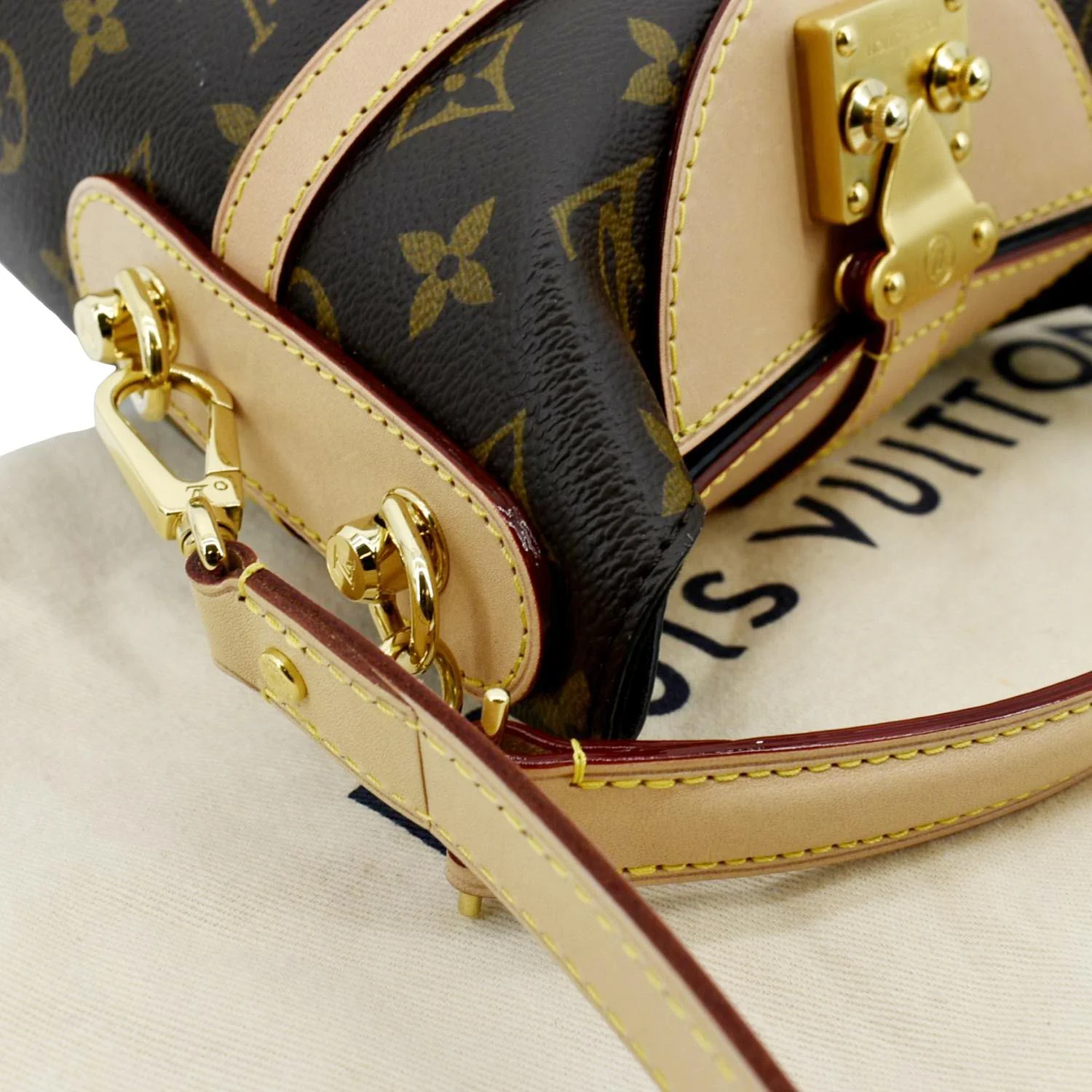 LOUIS VUITTON Monogram Canvas Duffle Shoulder Bag Brown - Image 6