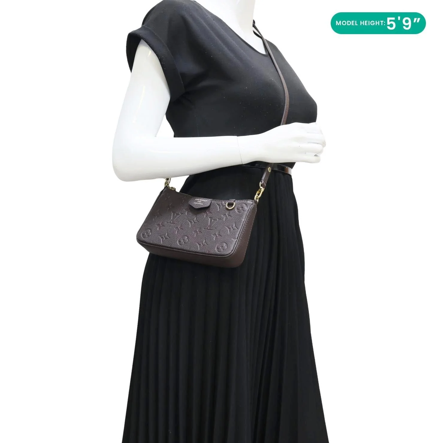 LOUIS VUITTON Easy Pouch On Strap Empreinte Leather Shoulder Bag Brown - Image 2