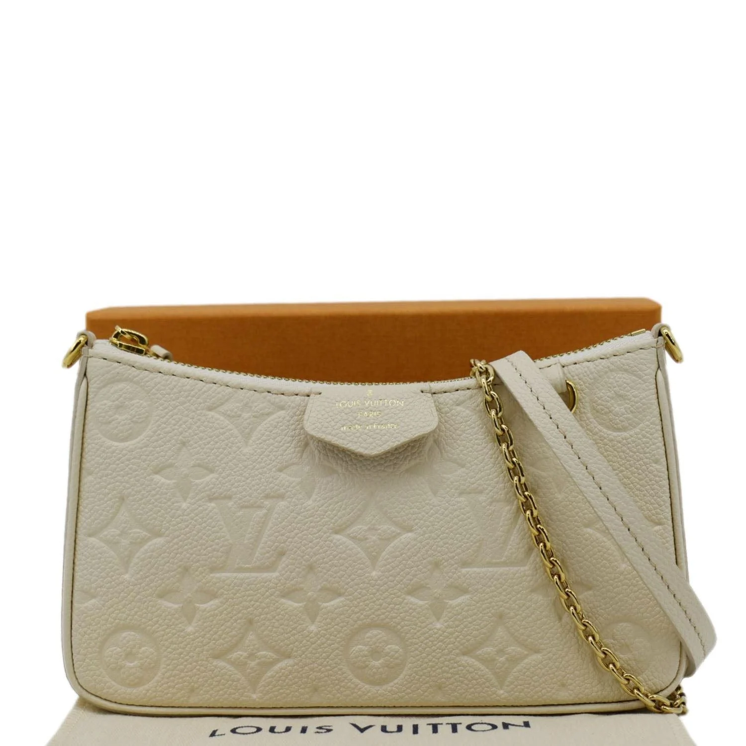 Louis Vuitton Easy Pouch On Strap Empreinte Leather Shoulder Bag Pouch Cream - Image 3