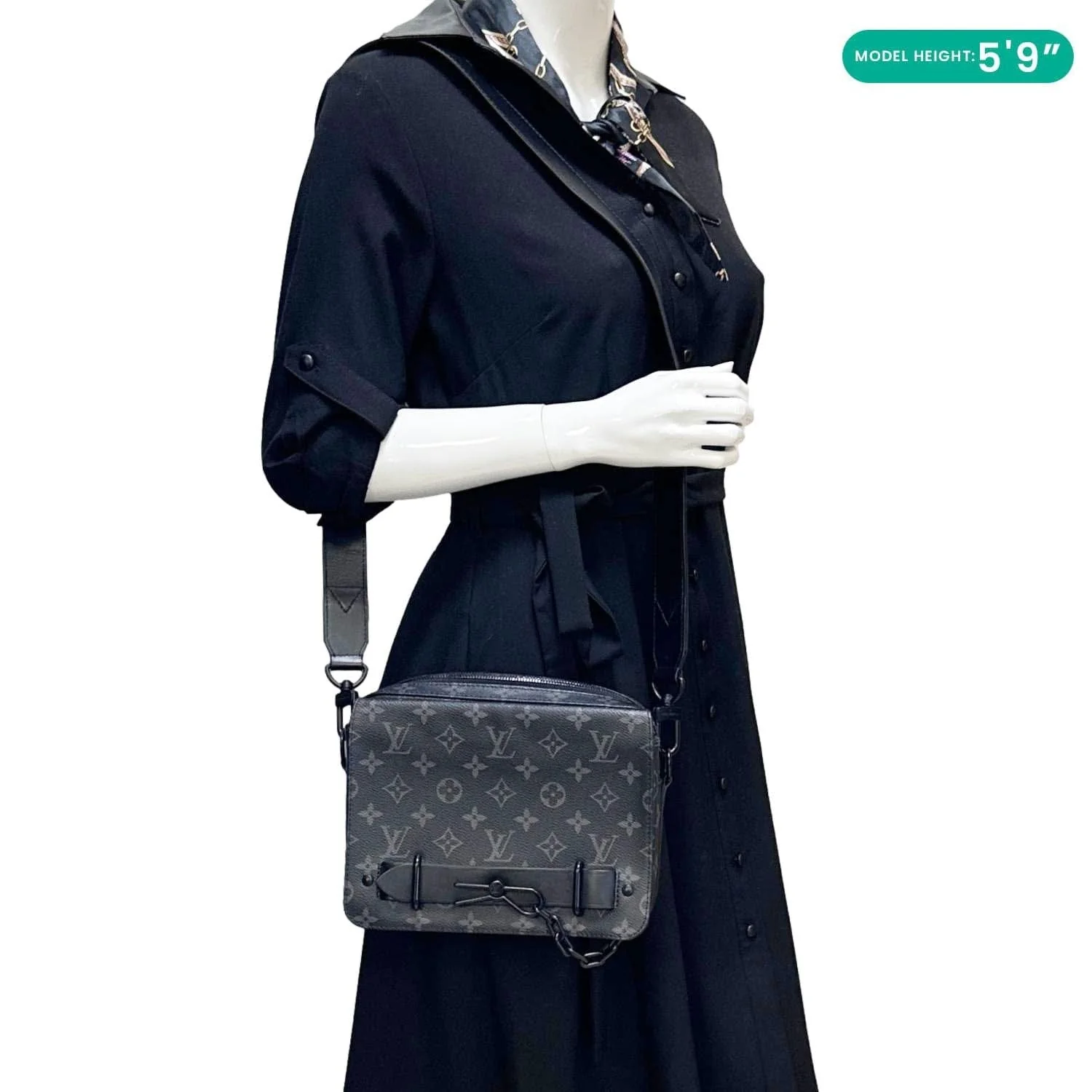LOUIS VUITTON Steamer Monogram Eclipse Messenger Bag Black - Image 2