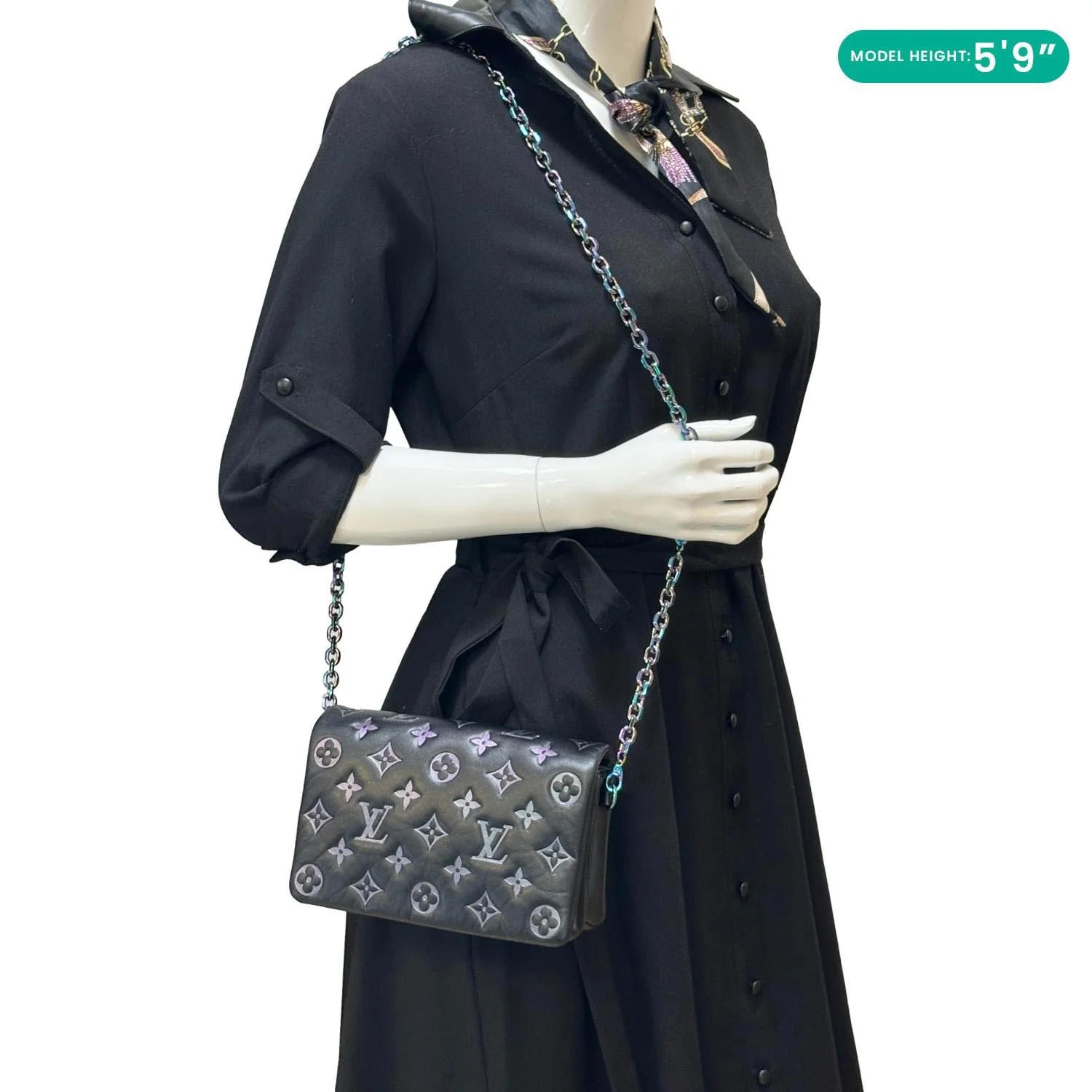 LOUIS VUITTON Coussin Monogram Embossed Pochette Crossbody Bag Black - Image 2