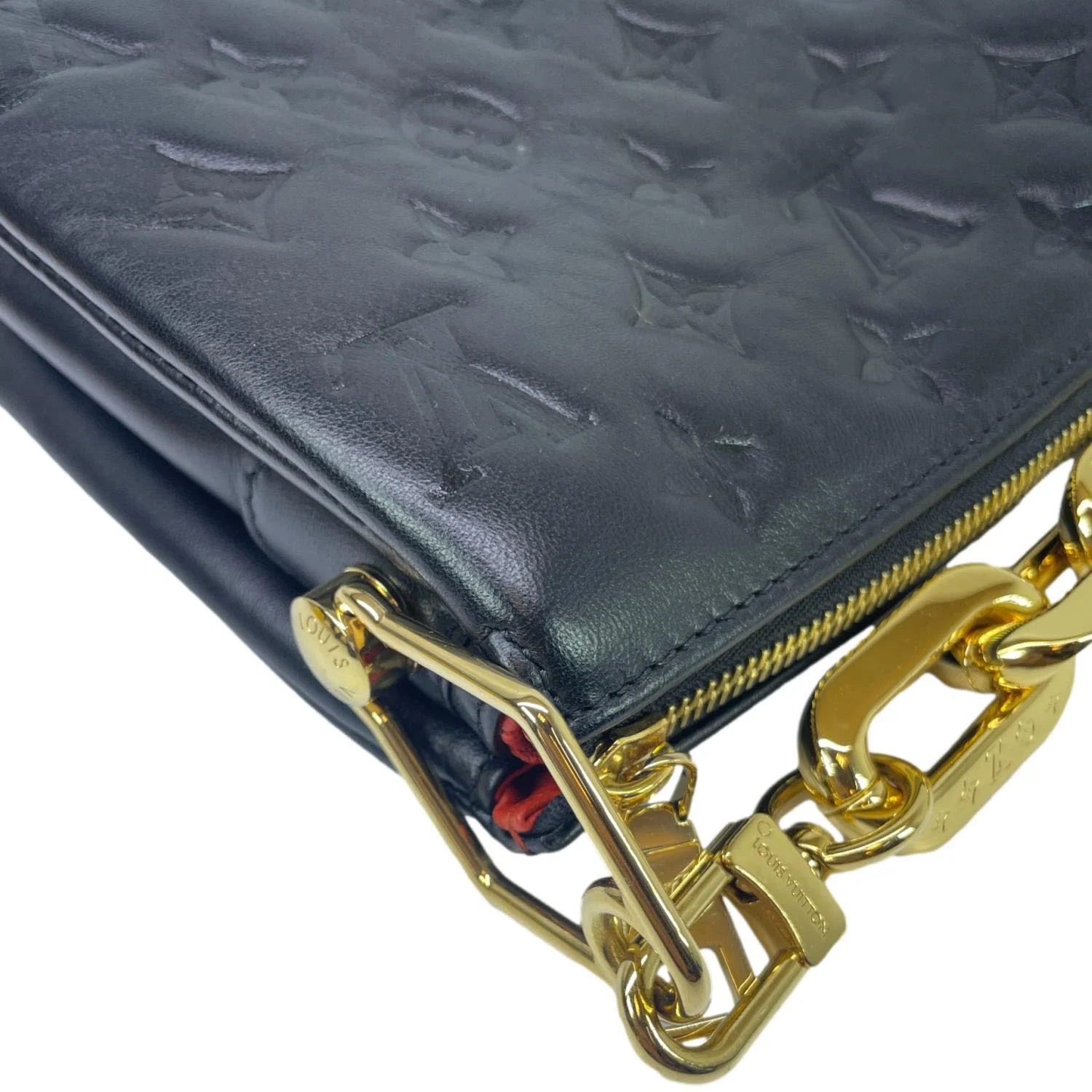 LOUIS VUITTON Coussin BB Monogram Embossed Leather Shoulder Bag Black - Image 7