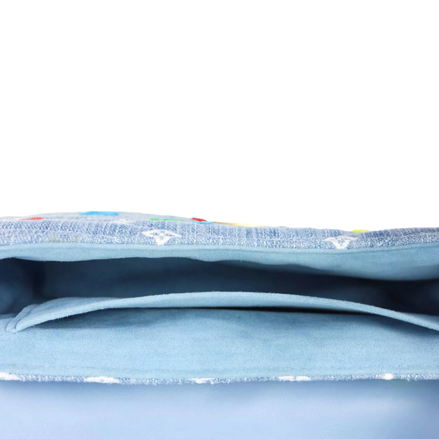 LOUIS VUITTON New Wave Embroidered Monogram Denim Chain Shoulder Bag Blue - Image 13