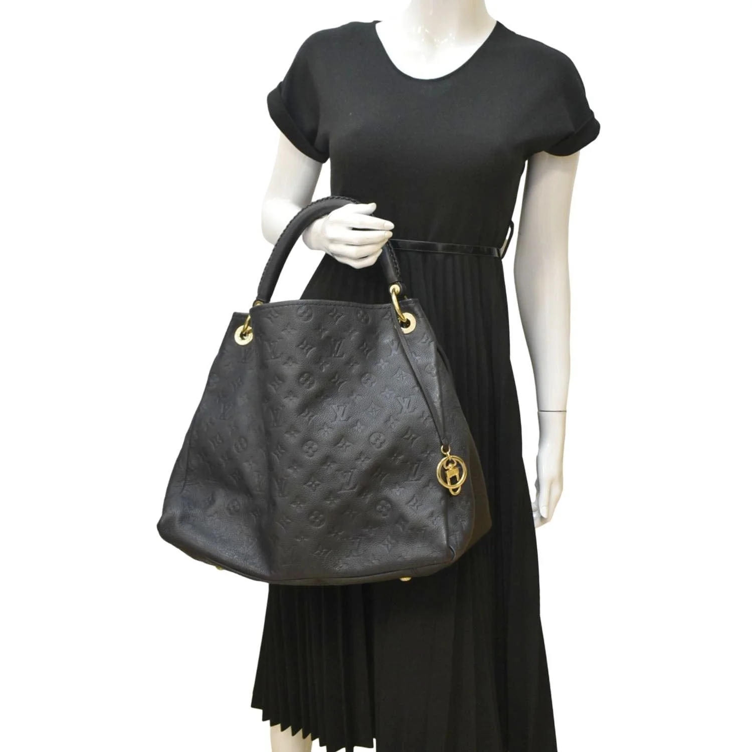 LOUIS VUITTON Artsy MM Empreinte Leather Shoulder Bag Navy Blue - Image 2