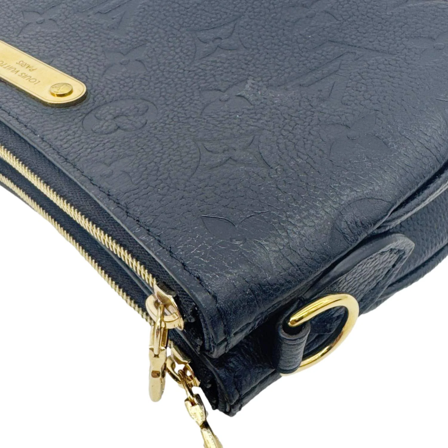 LOUIS VUITTON Liv Pochette Monogram Empreinte Leather Shoulder Bag Black - Image 6