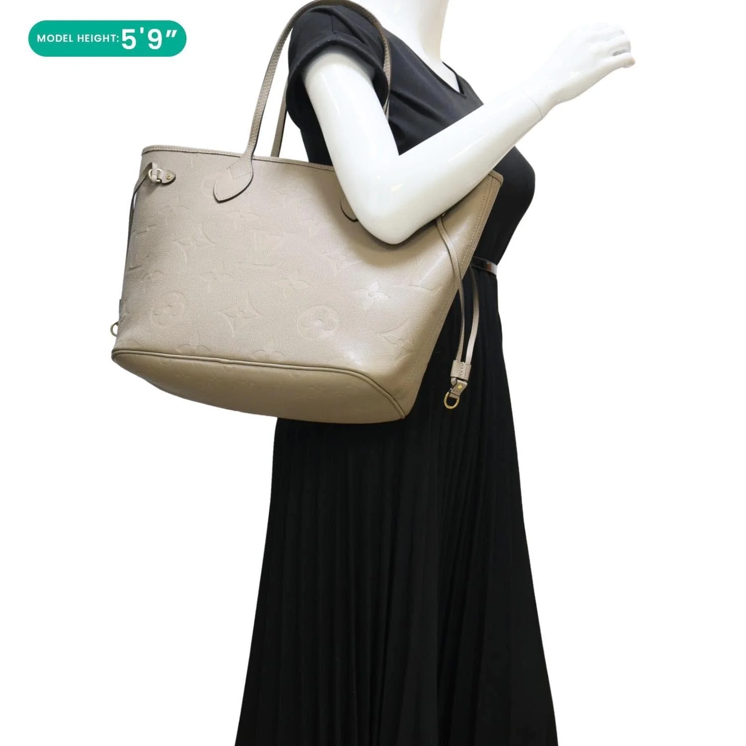 LOUIS VUITTON Neverfull MM Empreinte Leather Tote Shoulder Bag Tourterelle - Image 2