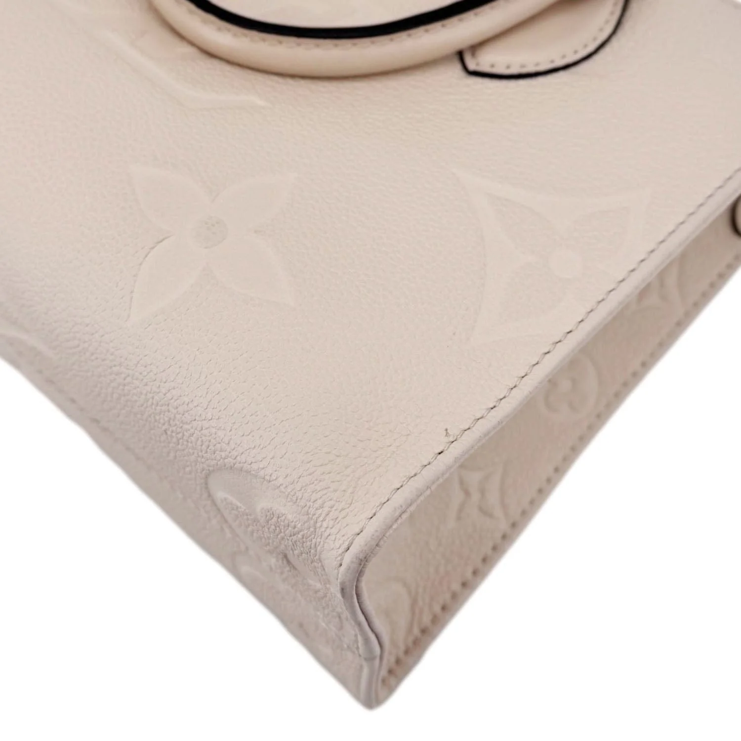 LOUIS VUITTON Onthego PM Giant Monogram Empreinte Leather Satchel Bag Cream - Image 10
