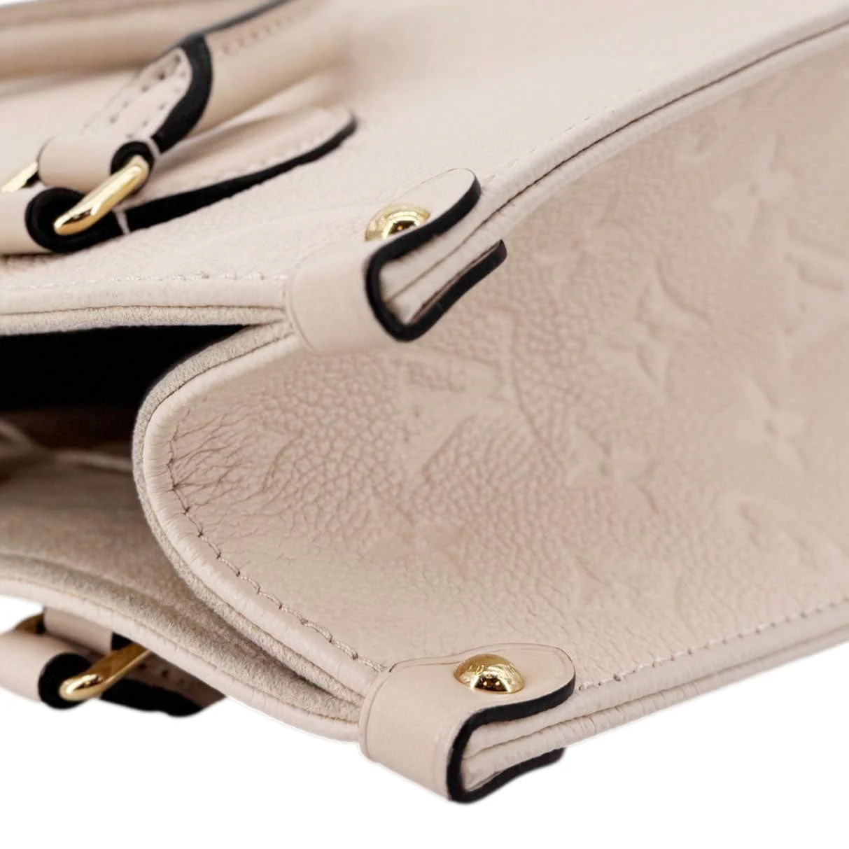 LOUIS VUITTON Onthego PM Giant Monogram Empreinte Leather Satchel Bag Cream - Image 13
