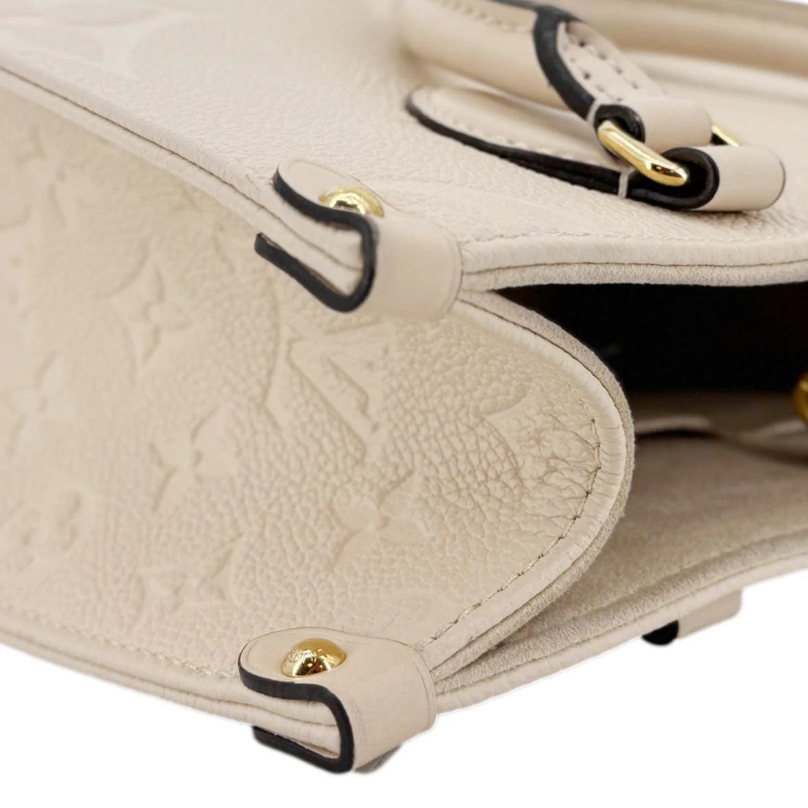 LOUIS VUITTON Onthego PM Giant Monogram Empreinte Leather Satchel Bag Cream - Image 14