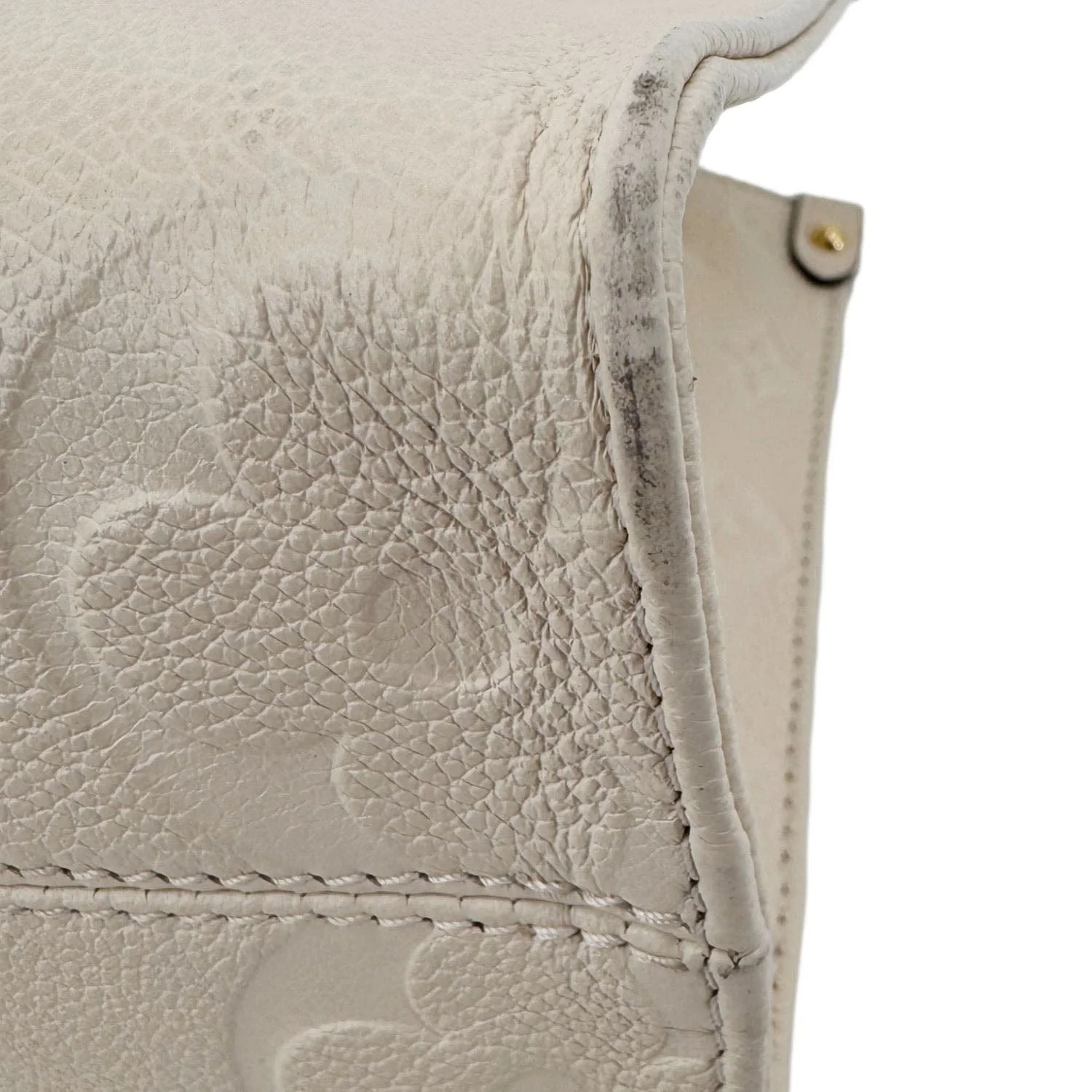 LOUIS VUITTON Onthego PM Giant Monogram Empreinte Leather Satchel Bag Cream - Image 16