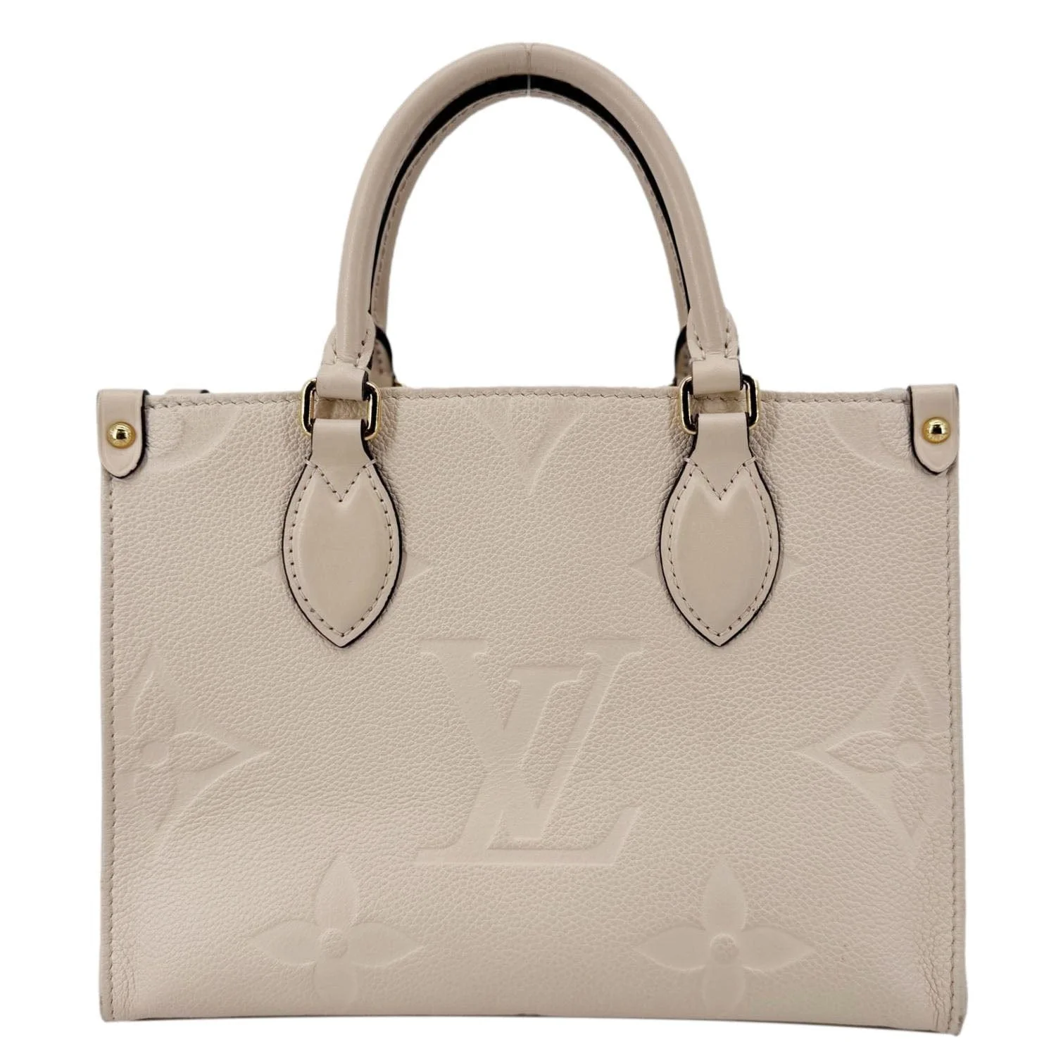 LOUIS VUITTON Onthego PM Giant Monogram Empreinte Leather Satchel Bag Cream - Image 3