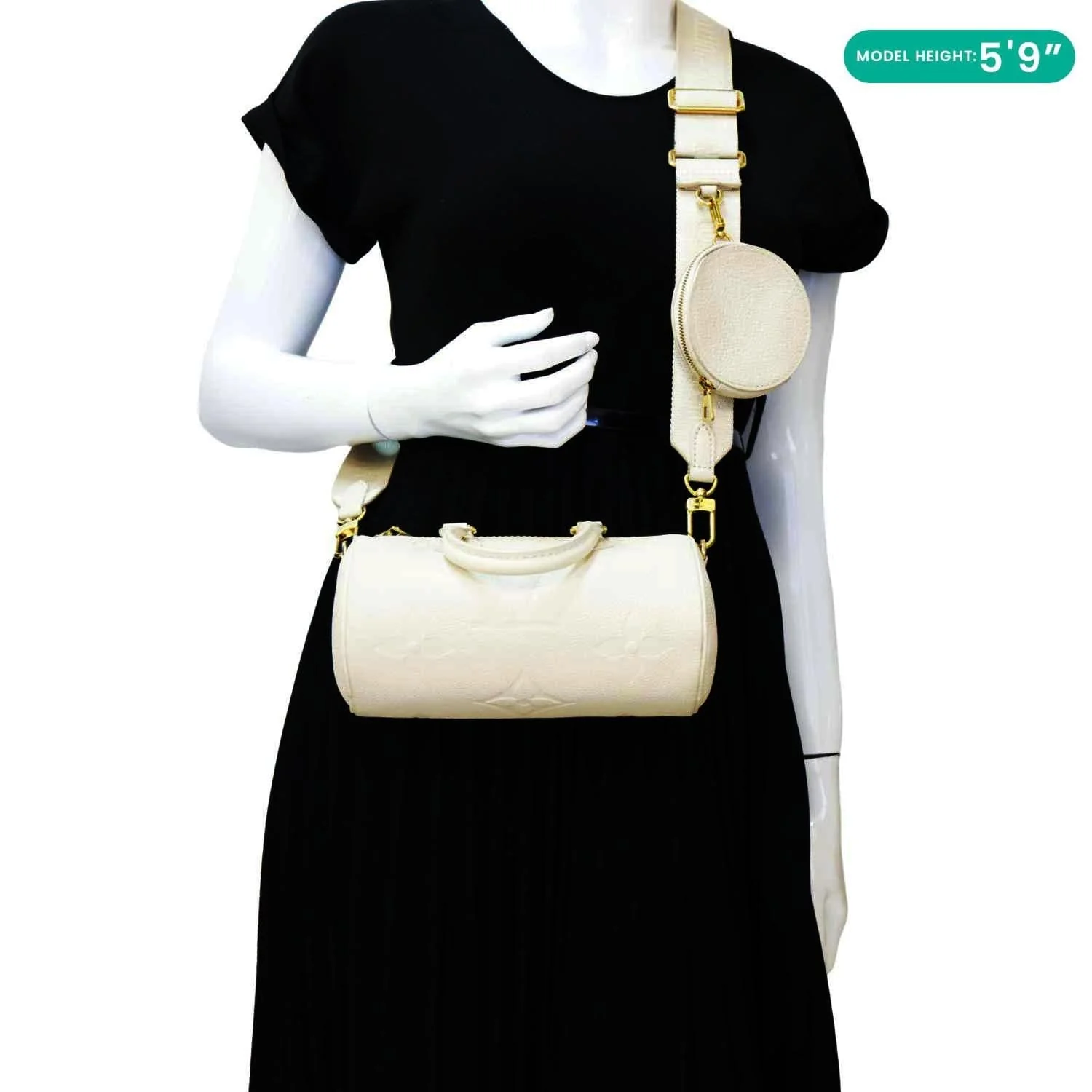 LOUIS VUITTON Papillon BB Monogram Empreinte Leather Shoulder Bag Off White - Image 2
