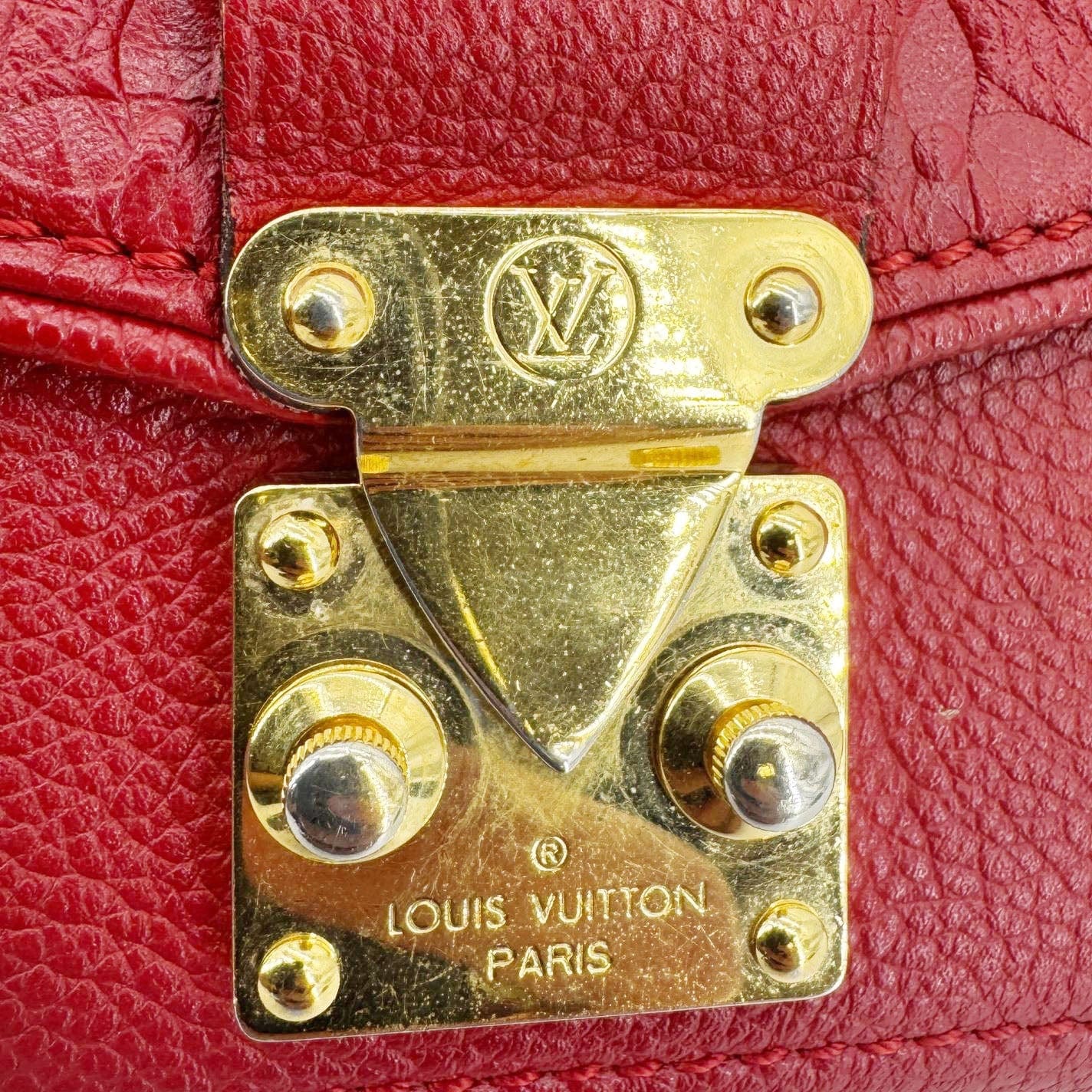 LOUIS VUITTON Saint Germain PM Monogram Empreinte Leather Shoulder Bag Red - Image 14