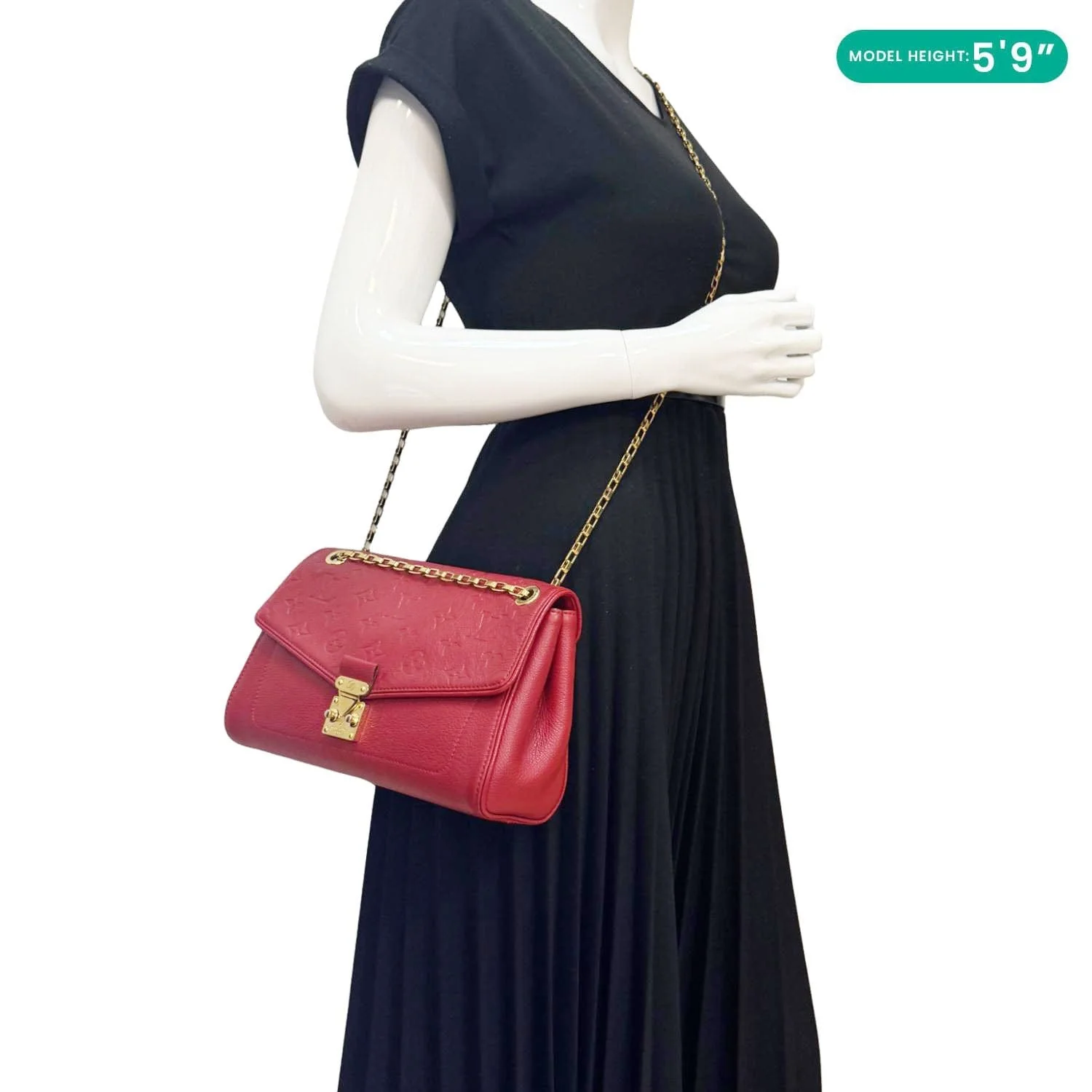LOUIS VUITTON Saint Germain PM Monogram Empreinte Leather Shoulder Bag Red - Image 2