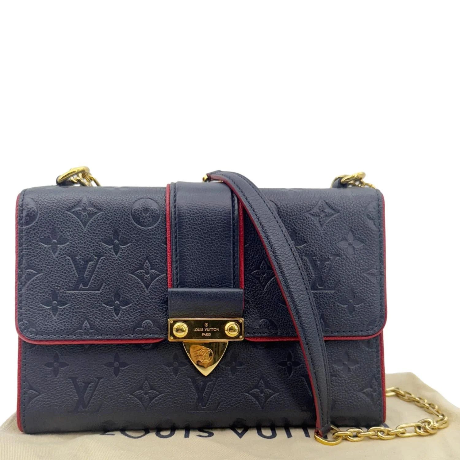 LOUIS VUITTON Saint Sulpice PM Empreinte Leather Crossbody Bag Navy Blue - Image 3