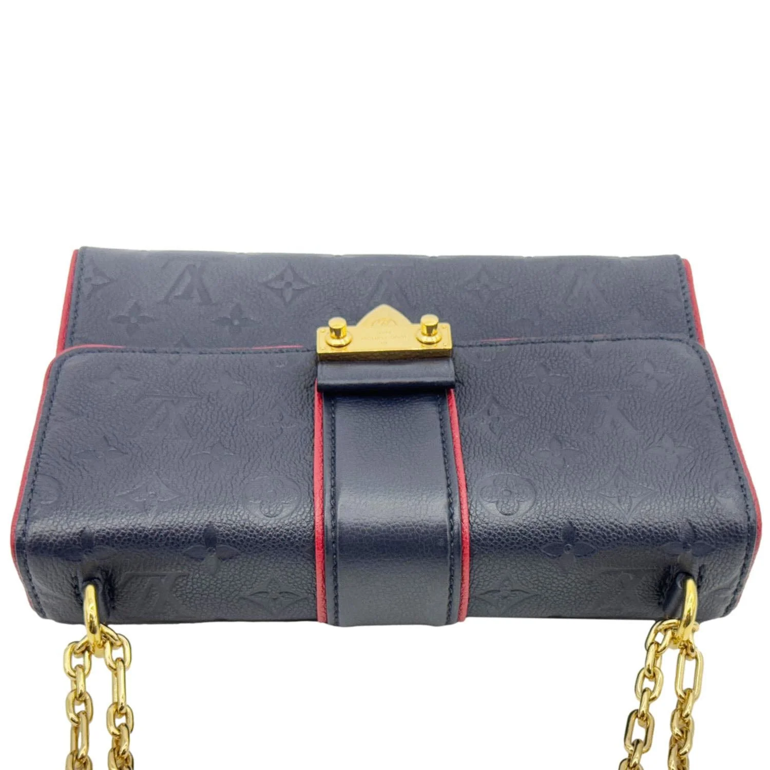 LOUIS VUITTON Saint Sulpice PM Empreinte Leather Crossbody Bag Navy Blue - Image 6