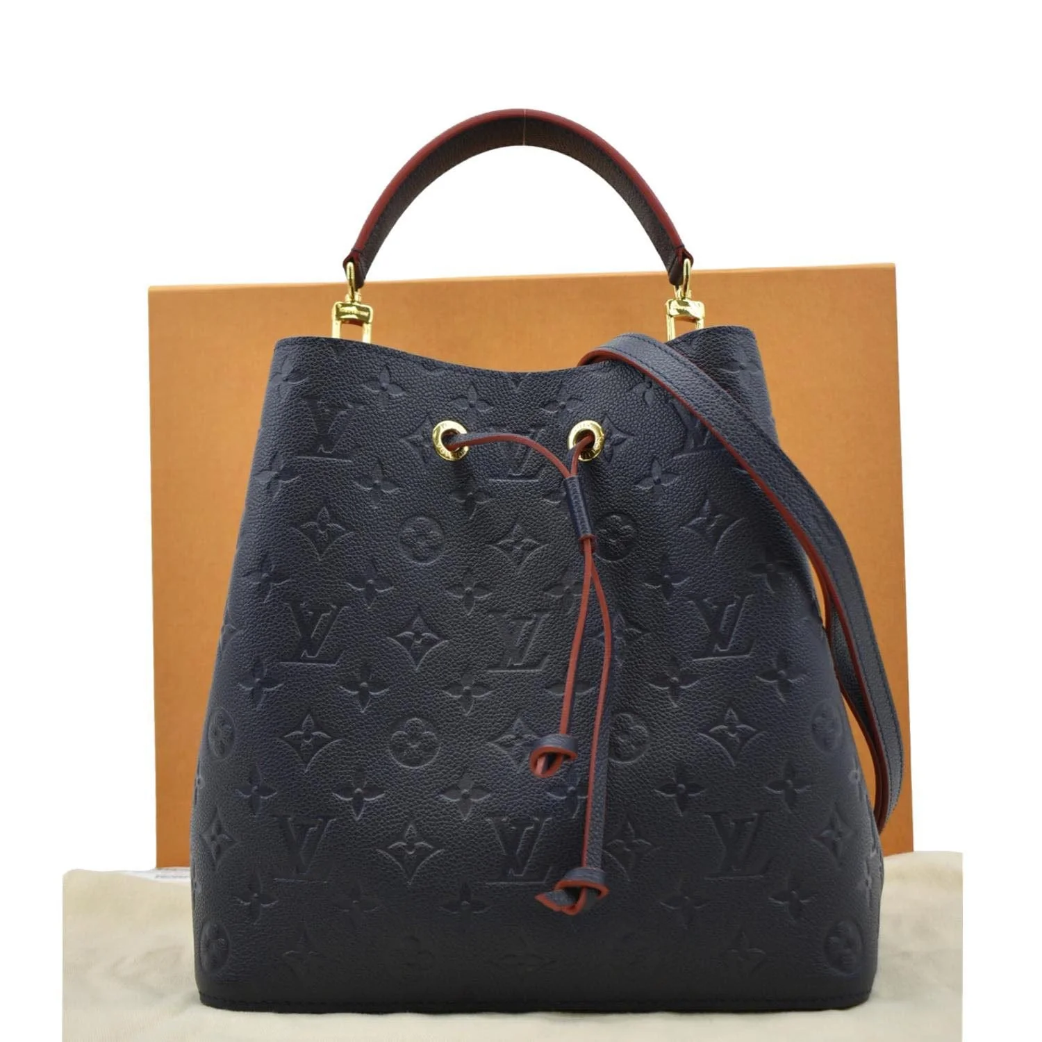 LOUIS VUITTON NeoNoe Monogram Empreinte Leather Shoulder Bag Navy Blue - Image 3