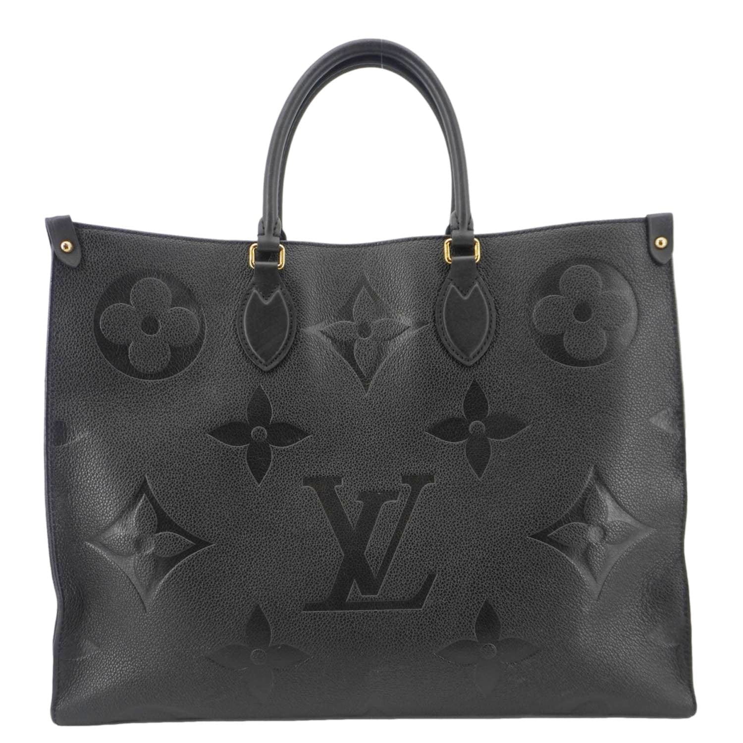 LOUIS VUITTON Onthego MM Giant Monogram Empreinte Leather Tote Bag Black - Image 5
