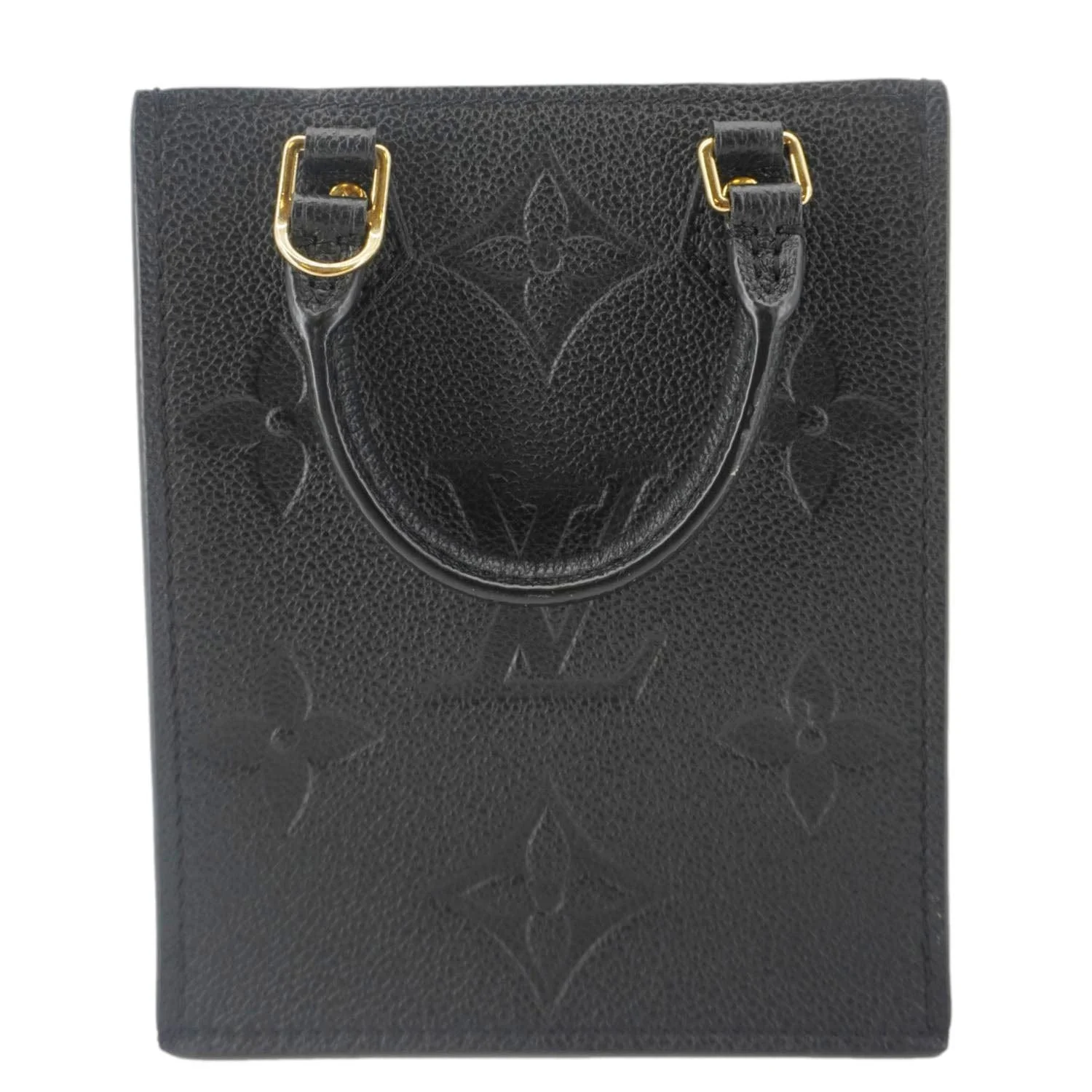 LOUIS VUITTON Petit Sac Plat Monogram Empreinte Leather Shoulder Bag Black - Image 4