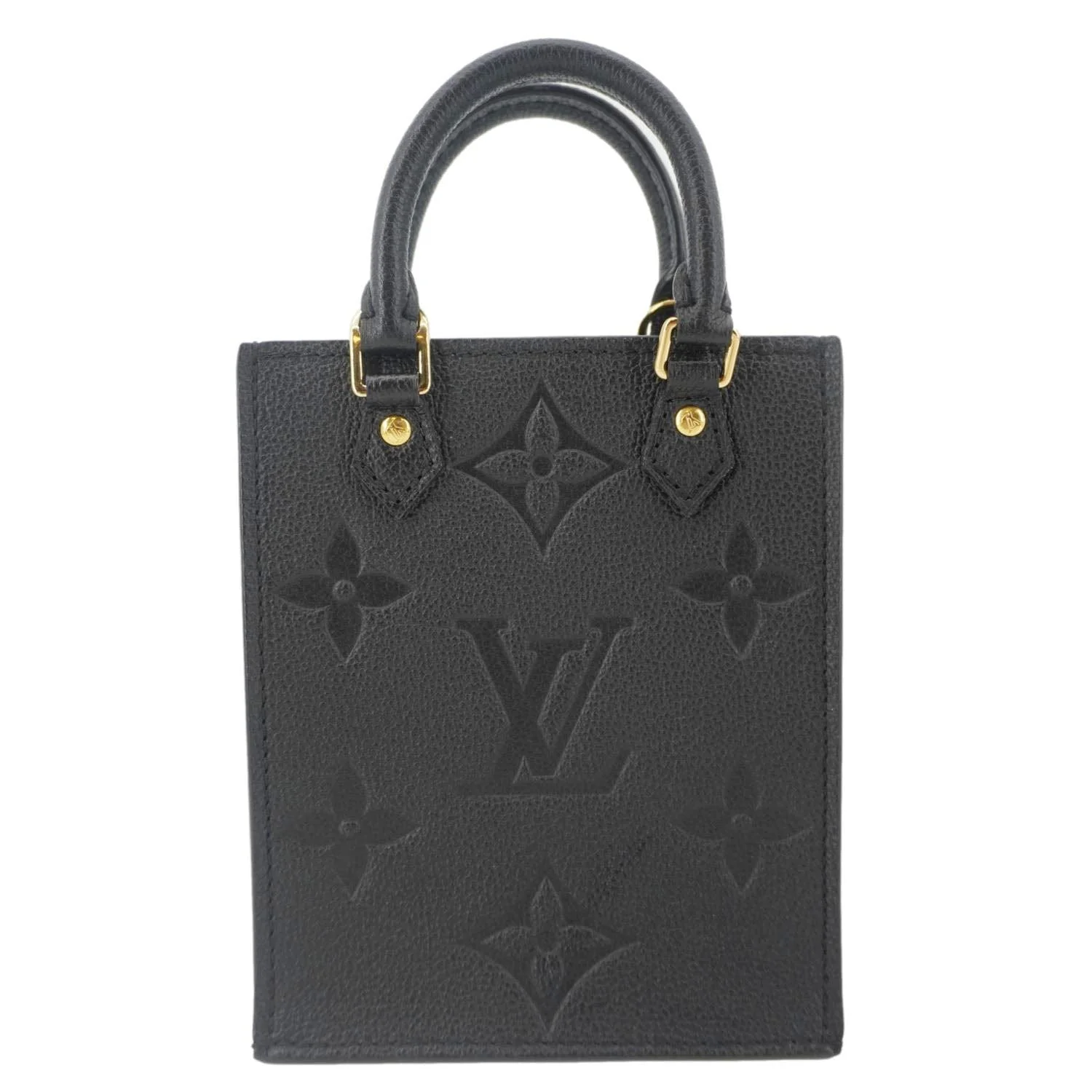 LOUIS VUITTON Petit Sac Plat Monogram Empreinte Leather Shoulder Bag Black - Image 5