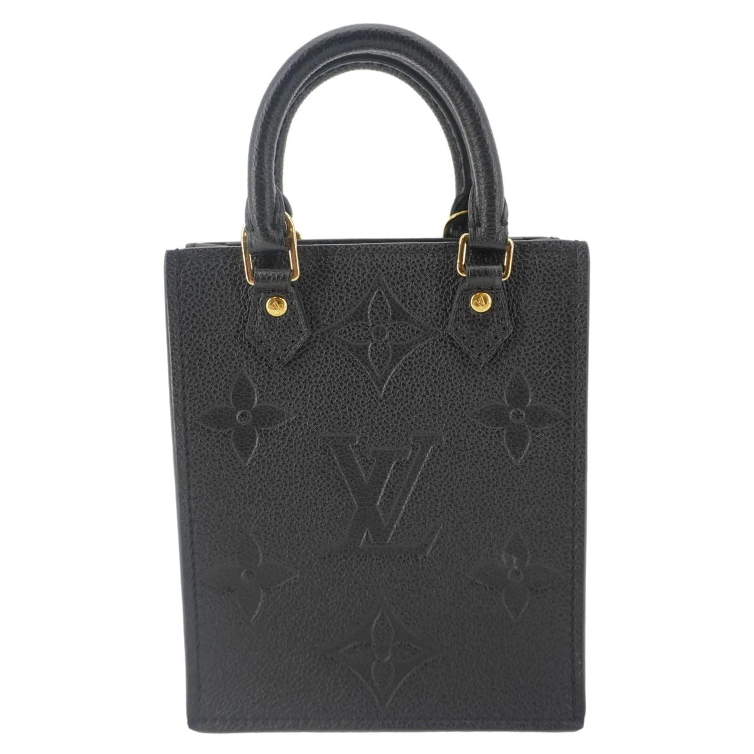 LOUIS VUITTON Petit Sac Plat Monogram Empreinte Leather Shoulder Bag Black - Image 6