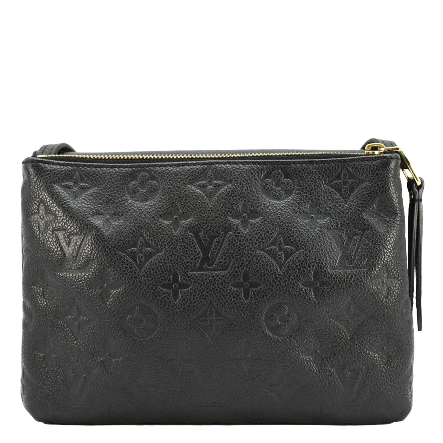LOUIS VUITTON Twice Pochette Monogram Empreinte Crossbody Bag Black - Image 3