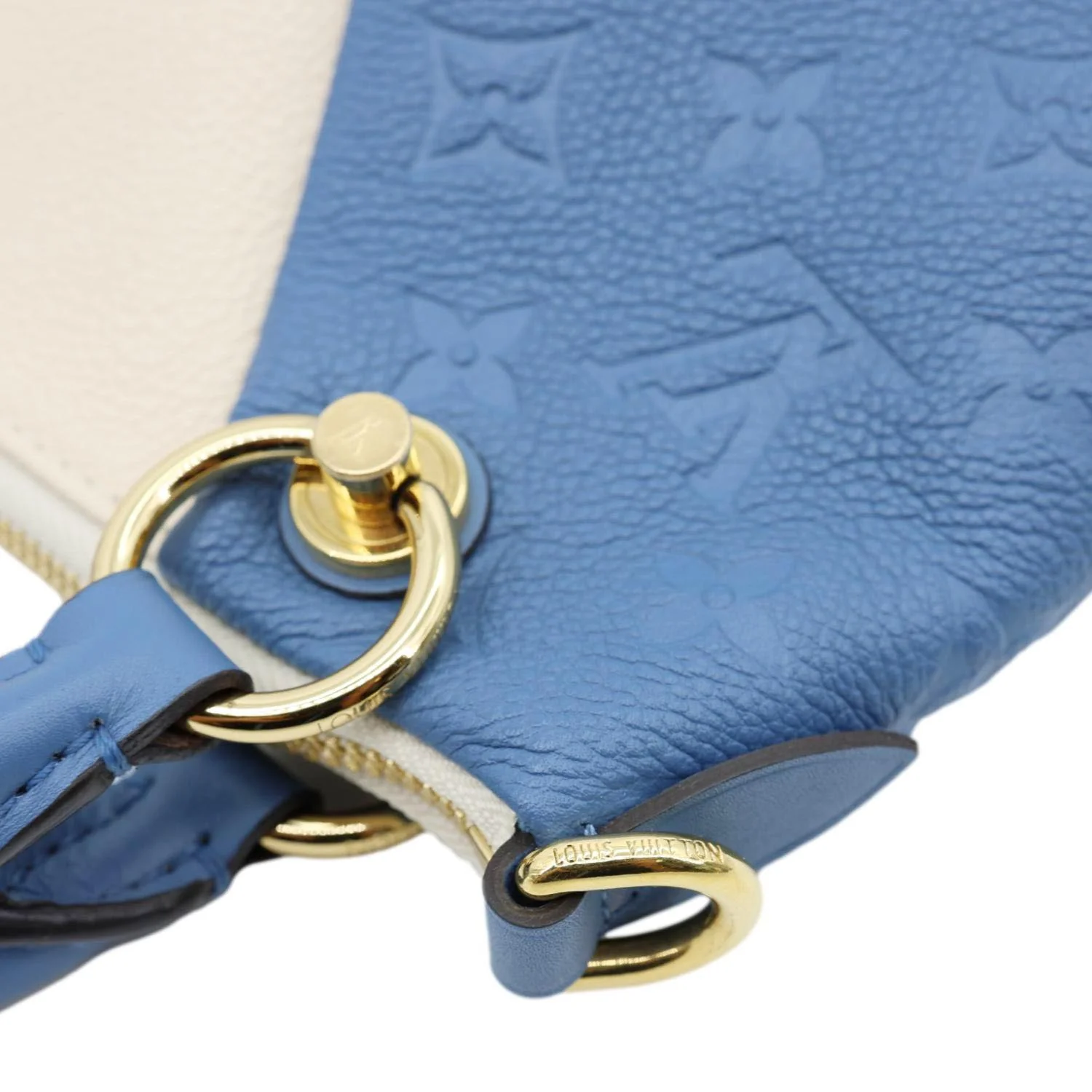 LOUIS VUITTON V BB Monogram Empreinte Tote Shoulder Bag Blue - Image 7