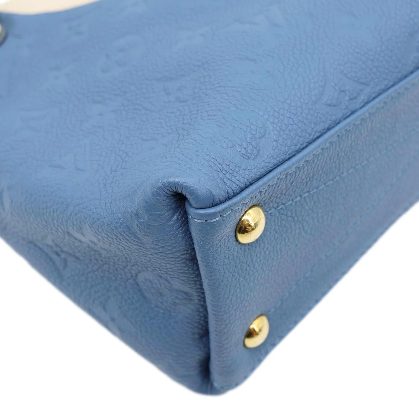 LOUIS VUITTON V BB Monogram Empreinte Tote Shoulder Bag Blue - Image 8