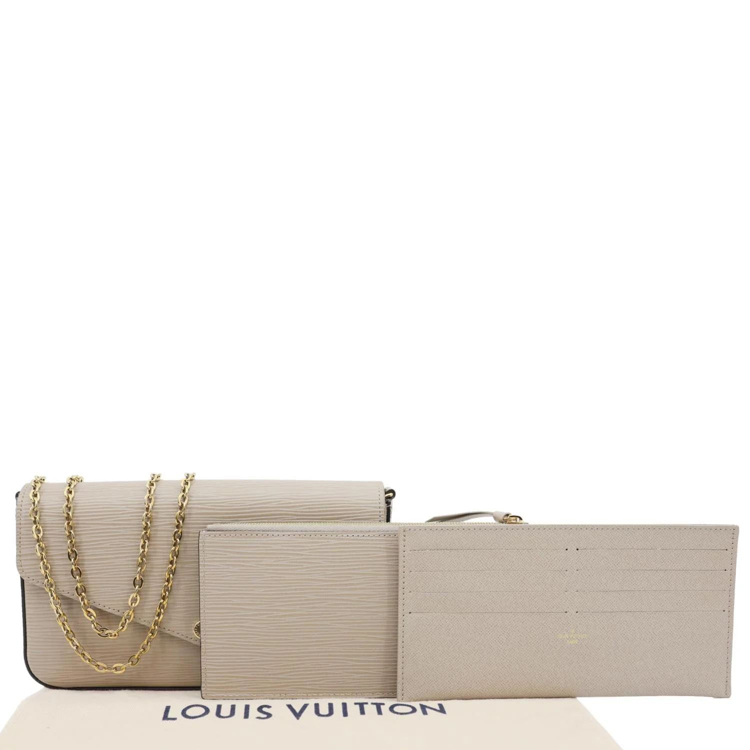 LOUIS VUITTON Felicie Pochette Epi Leather Crossbody Bag Beige - Image 3