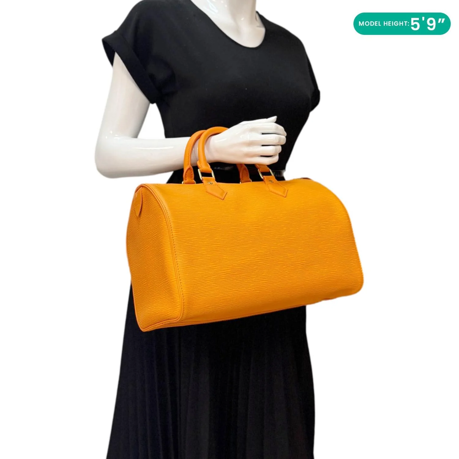 LOUIS VUITTON Speedy 30 Epi Leather Satchel Bag Orange - Image 2