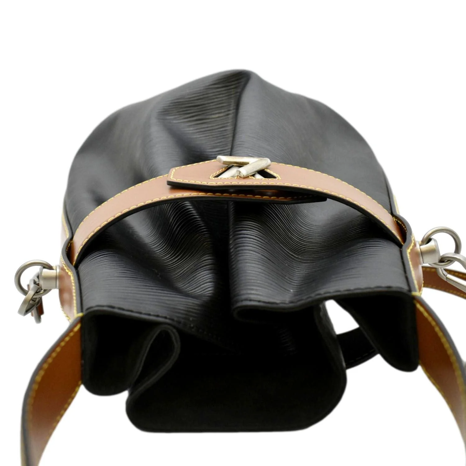 LOUIS VUITTON Twist Epi Leather Bucket Crossbody Bag Black - Image 4