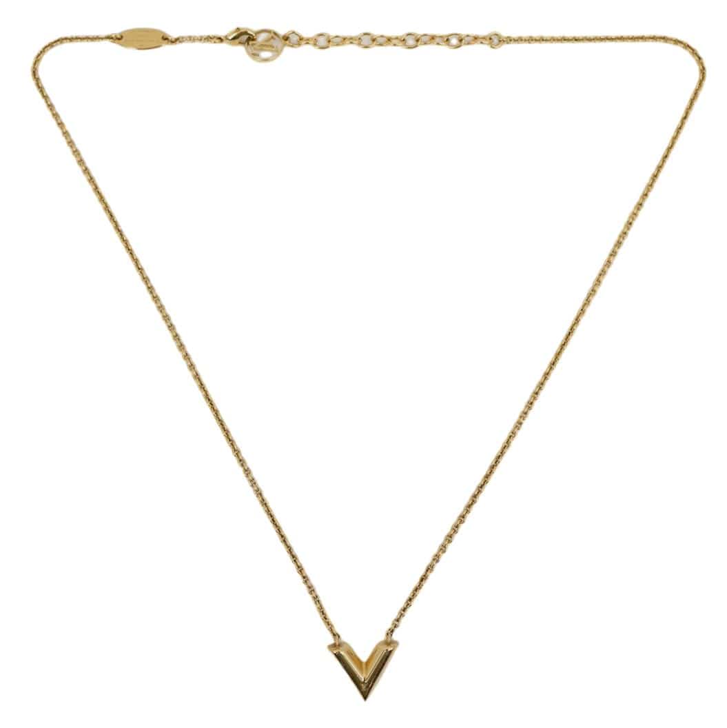 LOUIS VUITTON Essential V Metal Necklace Gold - Image 9