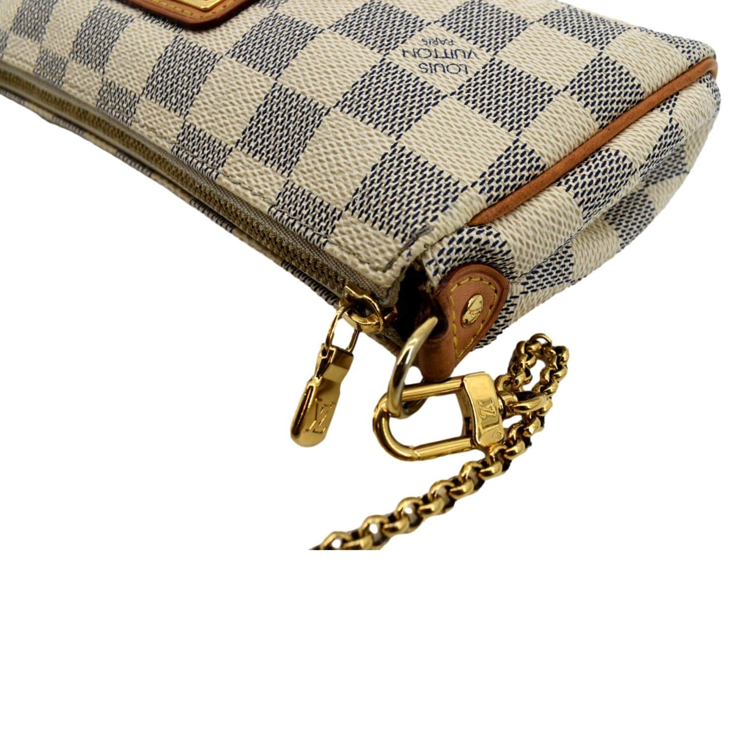 LOUIS VUITTON Pochette Eva Damier Azur Clutch Bag White - Image 5