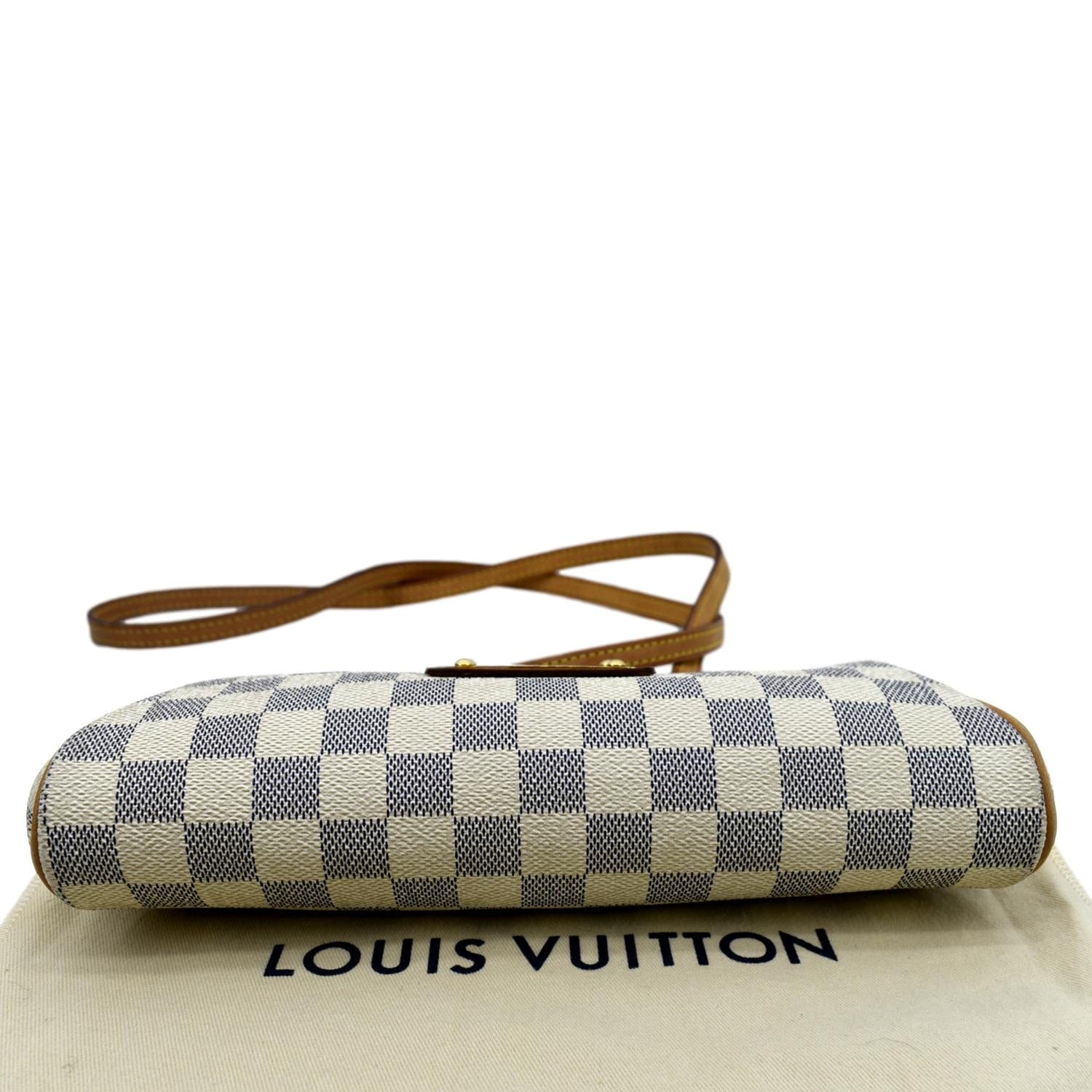 LOUIS VUITTON Pochette Eva Damier Azur Crossbody Clutch Bag White - Image 9