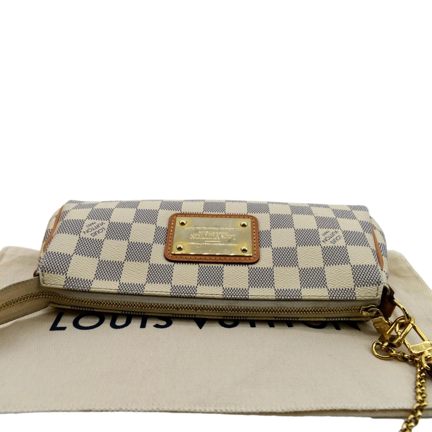 LOUIS VUITTON Women Pochette Eva Damier Azur Clutch Bag White - Image 4