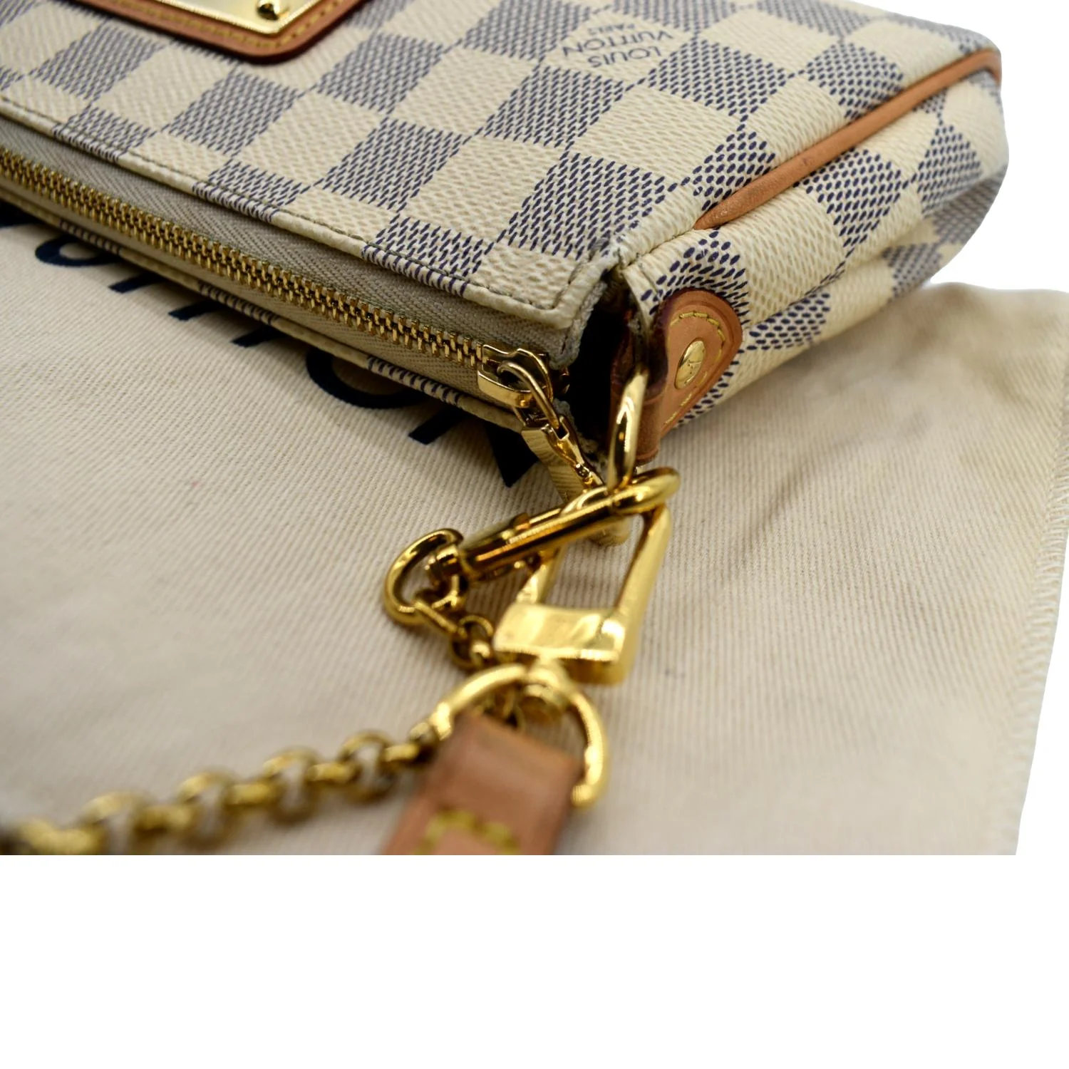 LOUIS VUITTON Women Pochette Eva Damier Azur Clutch Bag White - Image 5