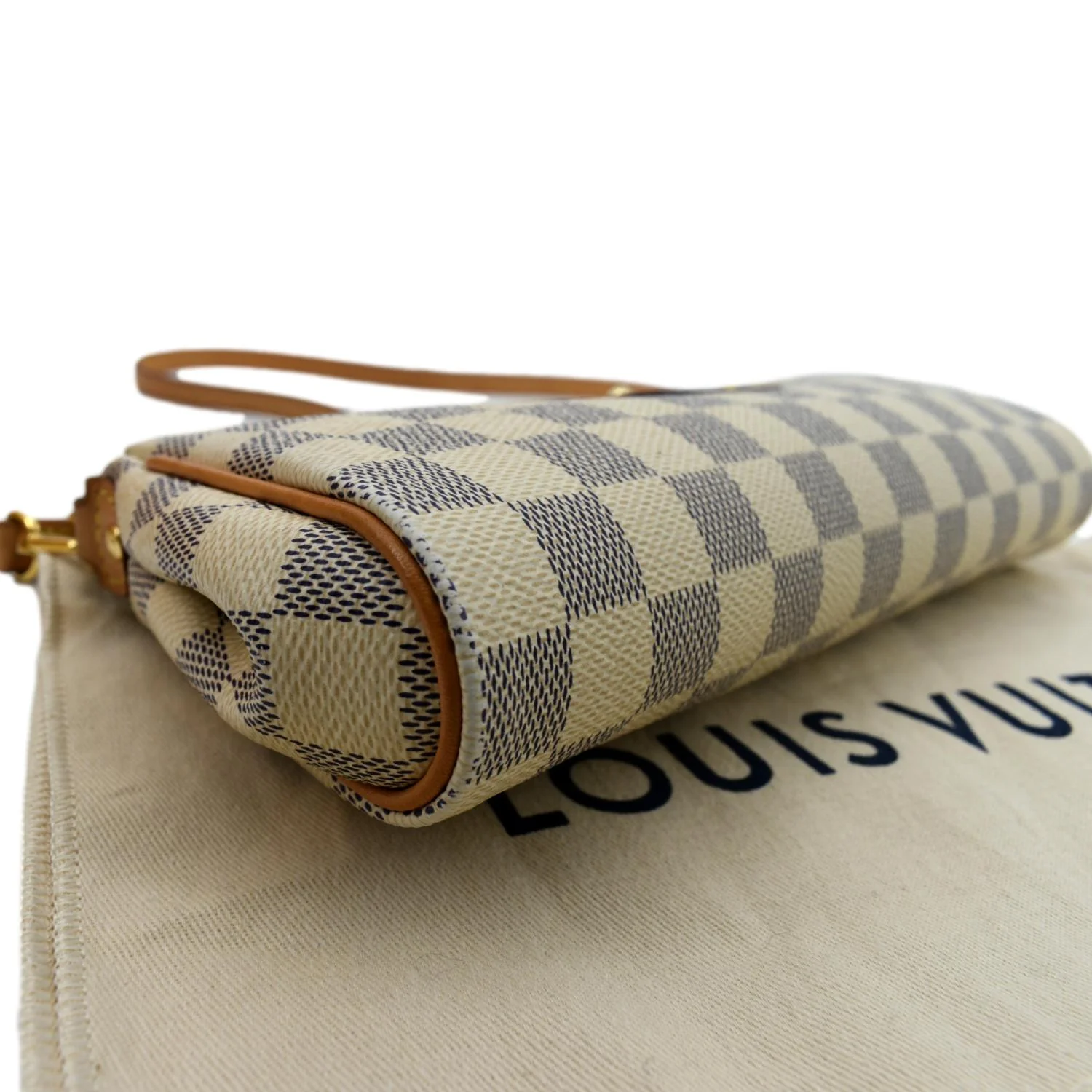 LOUIS VUITTON Women Pochette Eva Damier Azur Clutch Bag White - Image 8