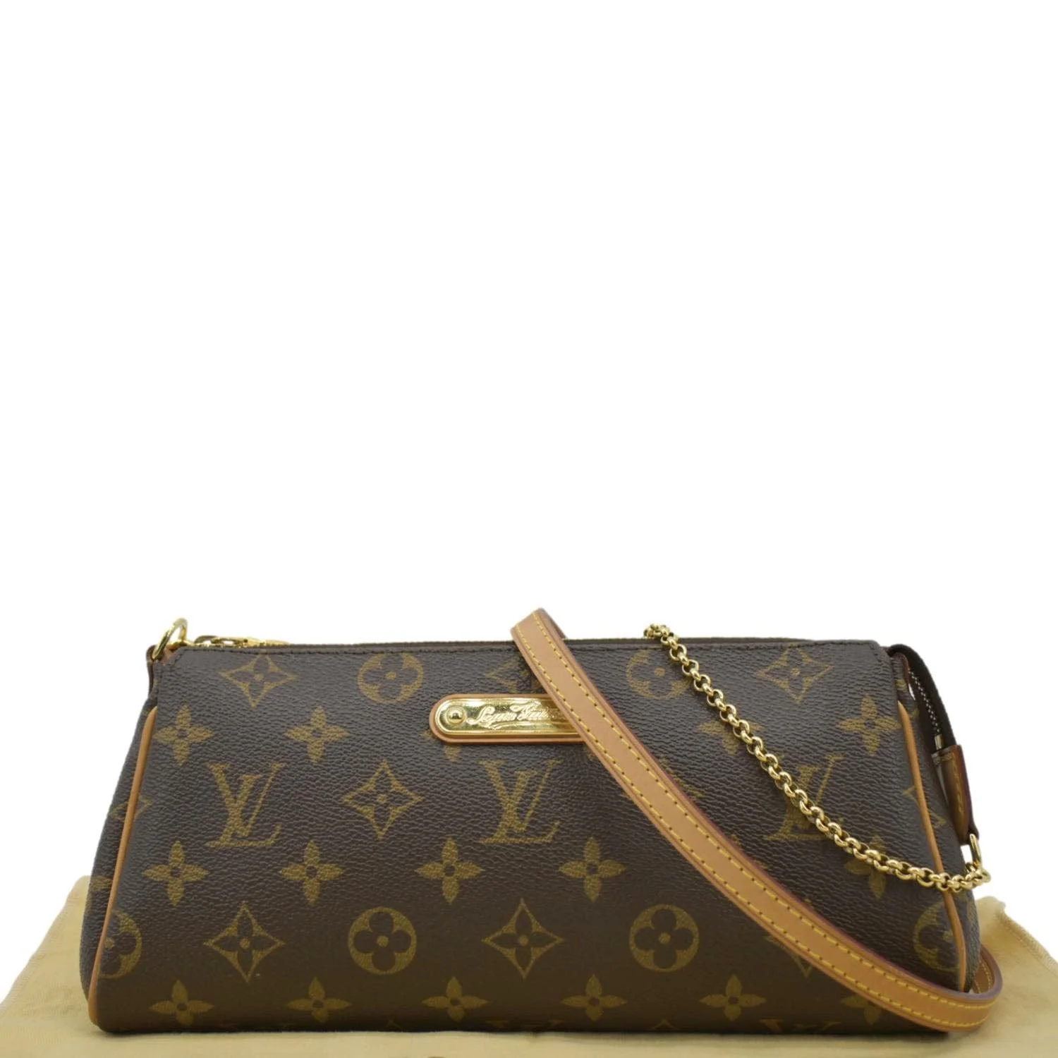 LOUIS VUITTON Pochette Eva Monogram Canvas Crossbody Bag Brown - Image 3
