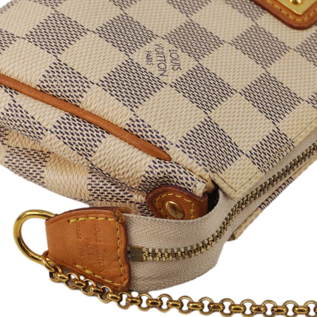 LOUIS VUITTON Pochette Eva Damier Azur Crossbody Clutch Bag White - Image 7